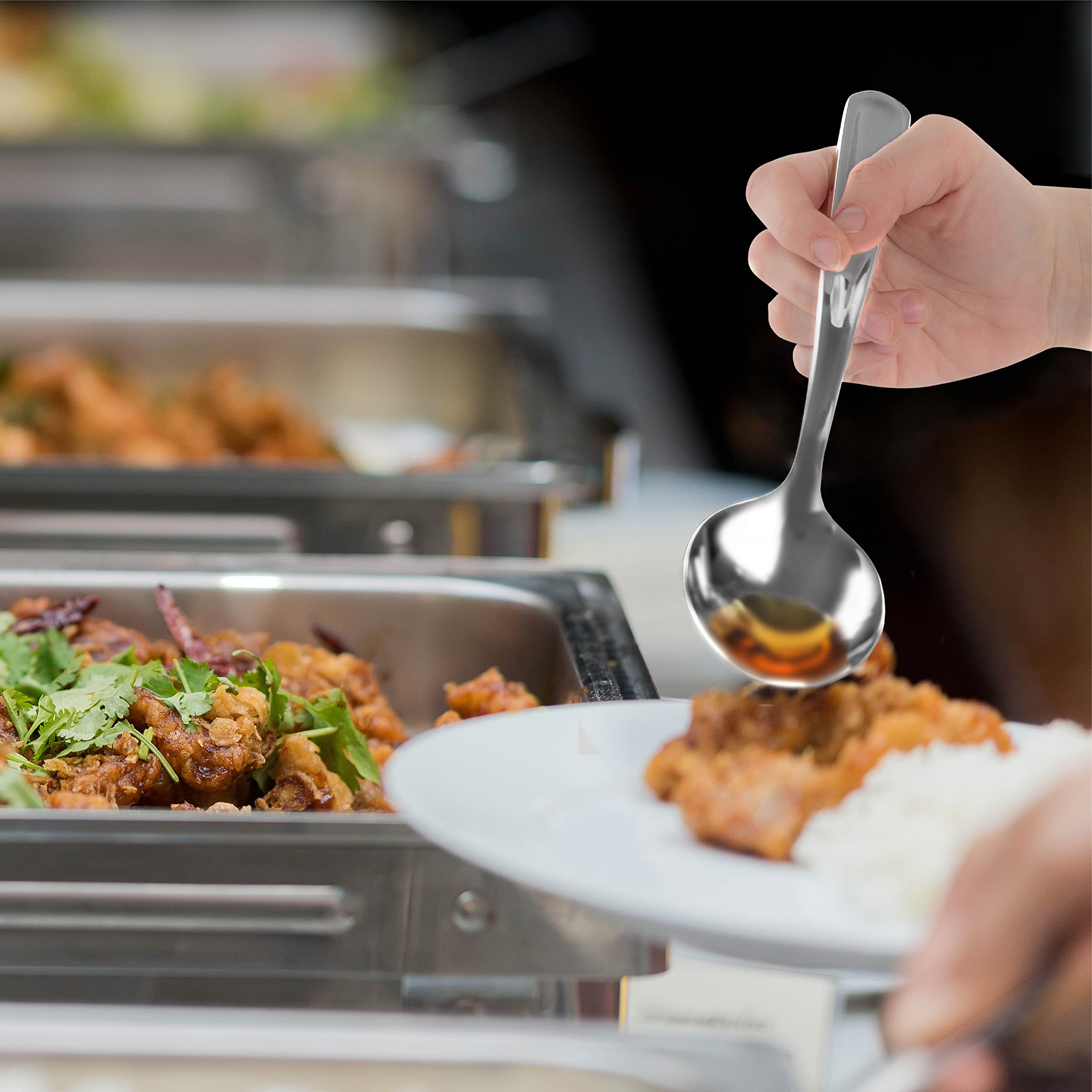 Plasticpro Disposable Plastic Silver Serving Utensils 6 Serving Forks & 6 Serving Spoons Durable Heavy Duty Premium Serving Uten