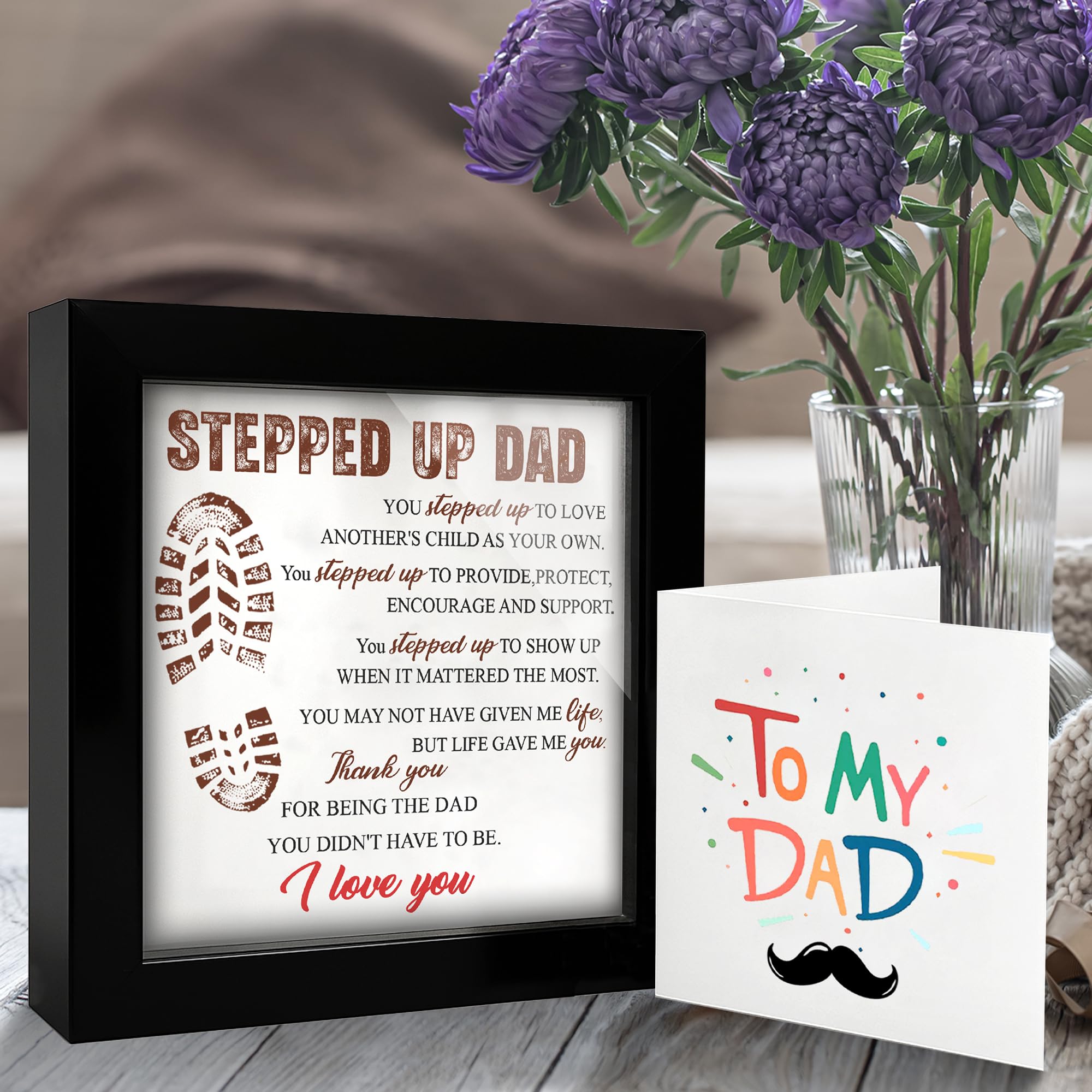 Step Dad Gifts Wooden Sentimental Thank You Gifts from Stepdaughter Stepson Daughter Son Birthday Step Dad Christmas Gifts Appre