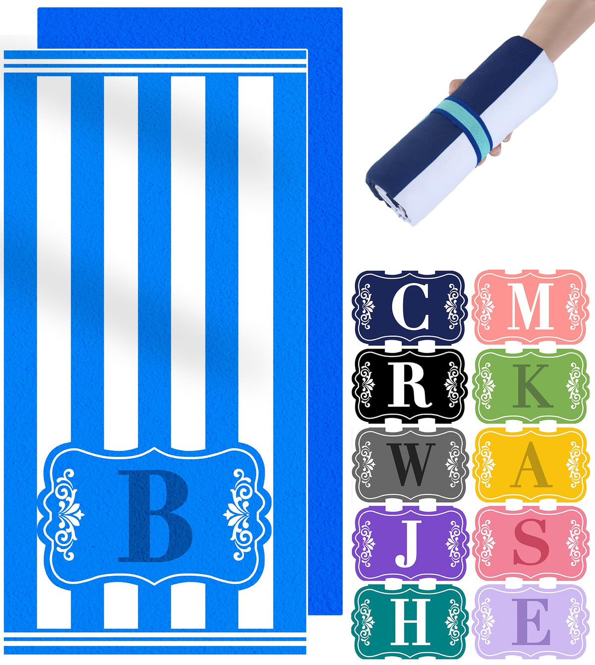 Antfuny Oversized Microfiber Monogrammed Beach Towels Fast Drying Sandproof Cute Travel Big Oversized Large Cool Beaxh Towell In