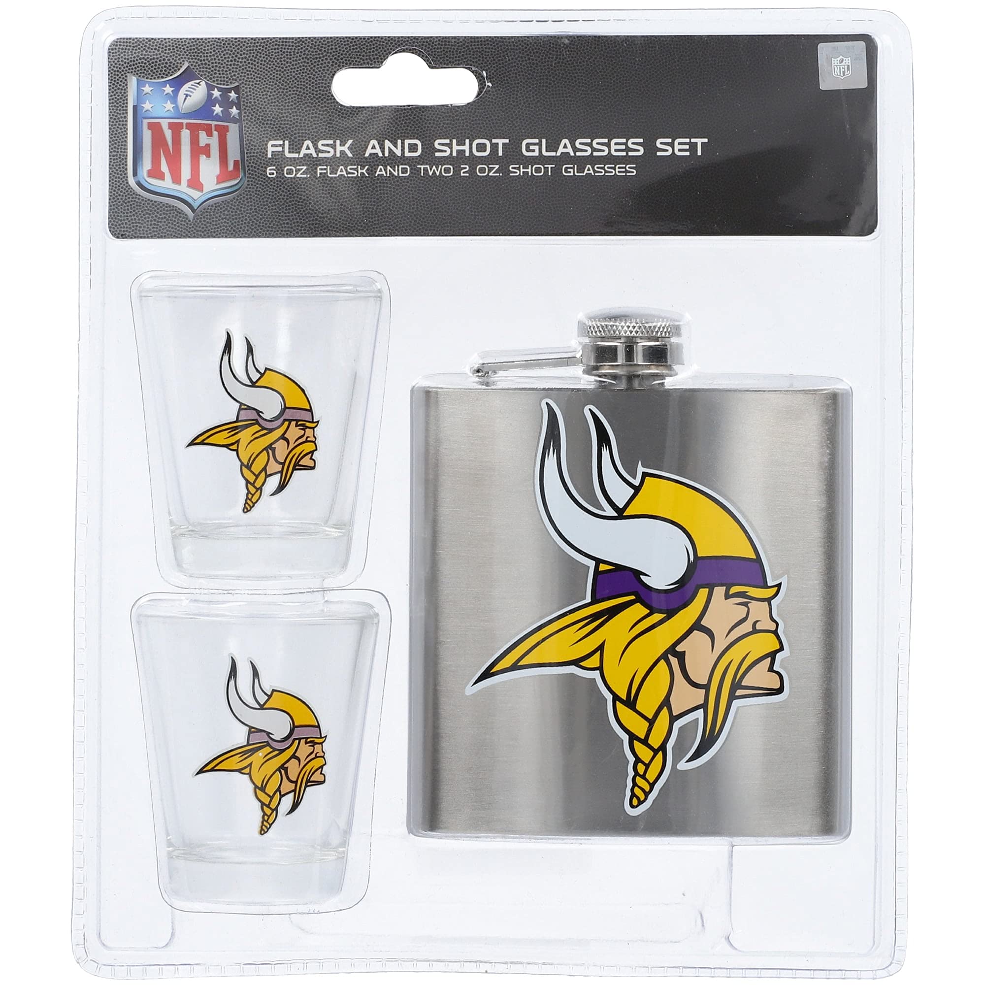 Pro Specialties Group Minnesota Vikings Flask and Shot Glass Set