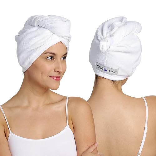 Turbie Twist Microfiber Hair Towel Wrap for Women and Men | 2 Pack | Bathroom Essential Accessories | Quick Dry Hair Turban for