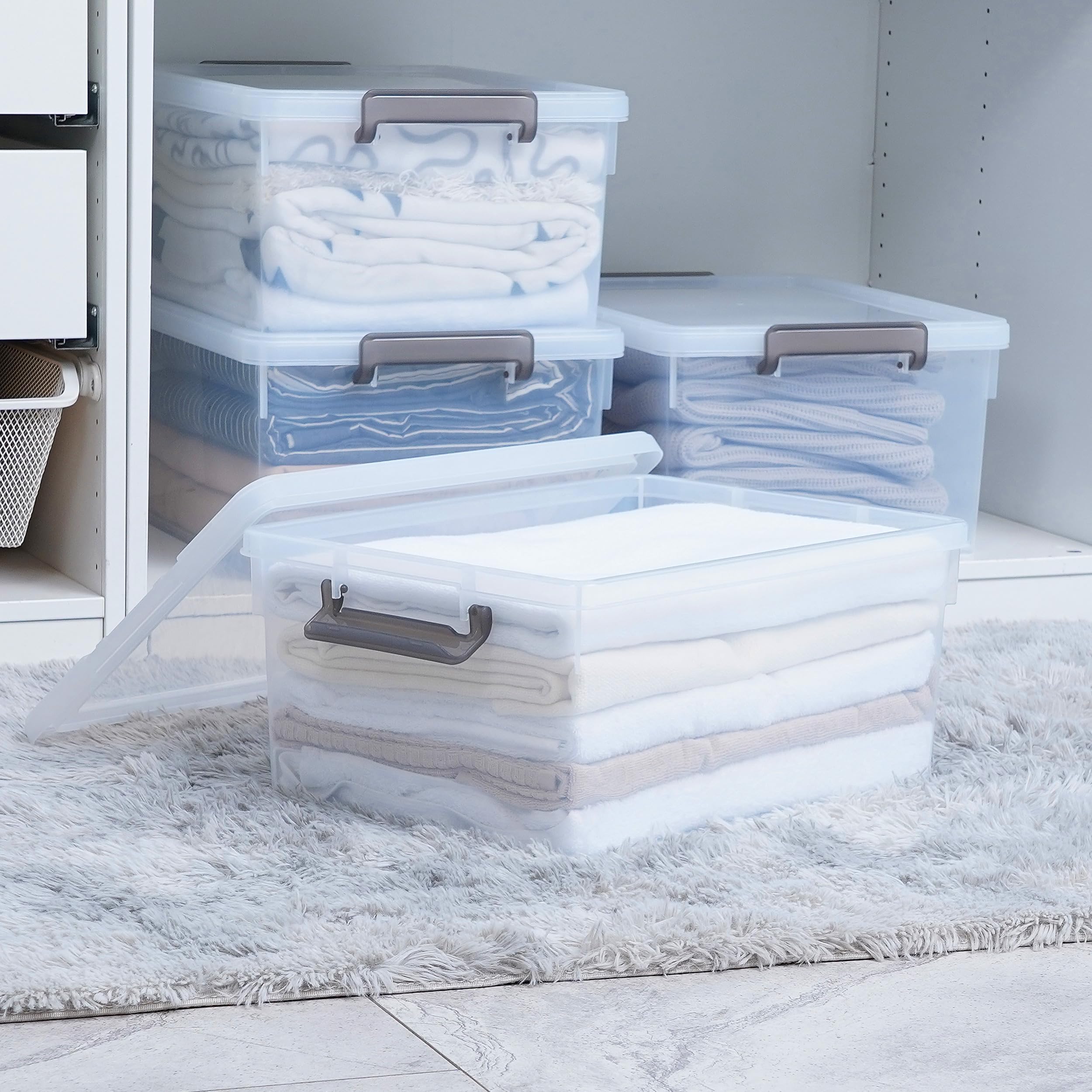 Citylife 33 Qt. Plastic Storage Bins With Lids Large Stackable Storage Containers For Organizing Clear Durable Storage Box, 4 Pa