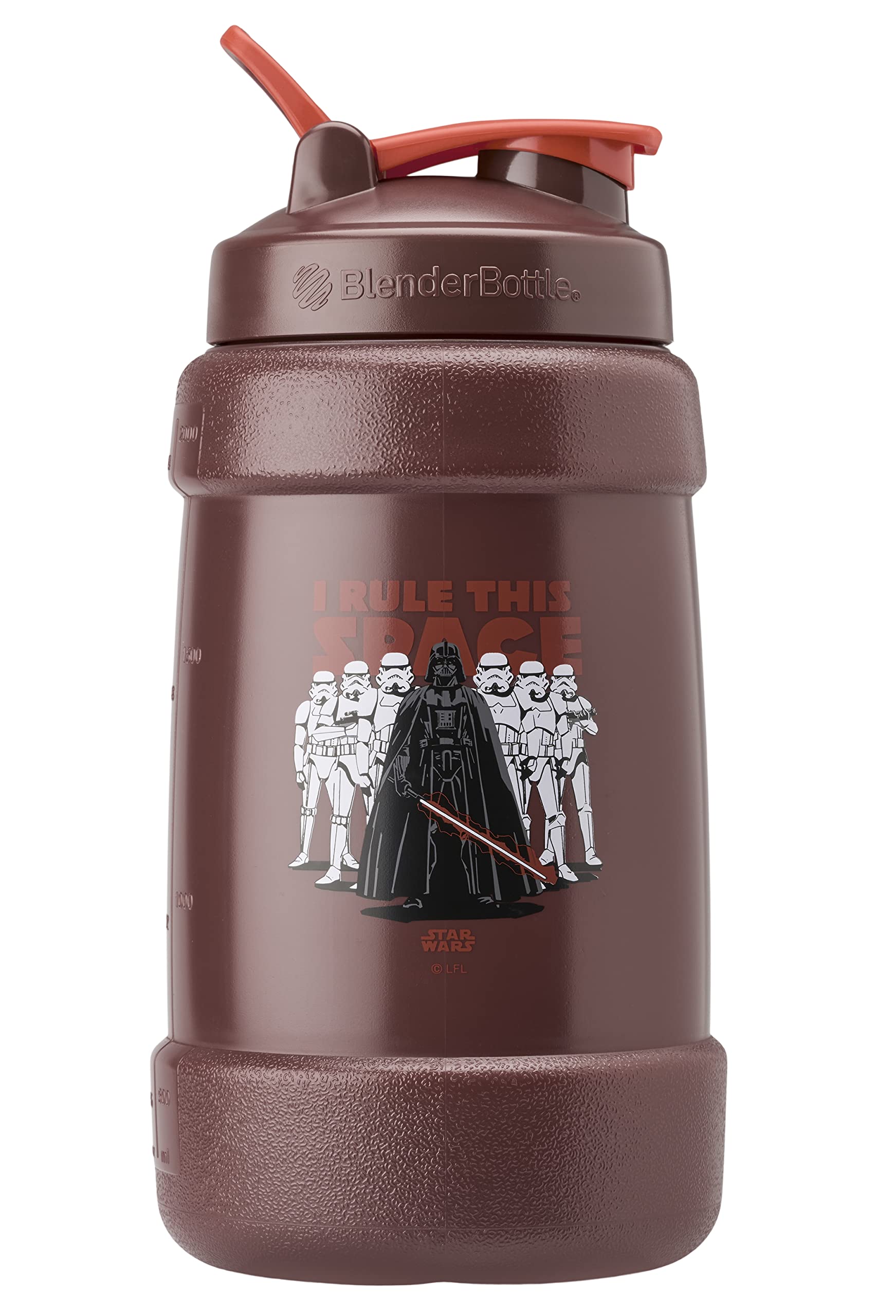 BlenderBottle Star Wars Mandalorian Half Gallon Water Bottle, Koda Large Water Jug, 74oz, I Rule This Space, Darth Vader and Sto