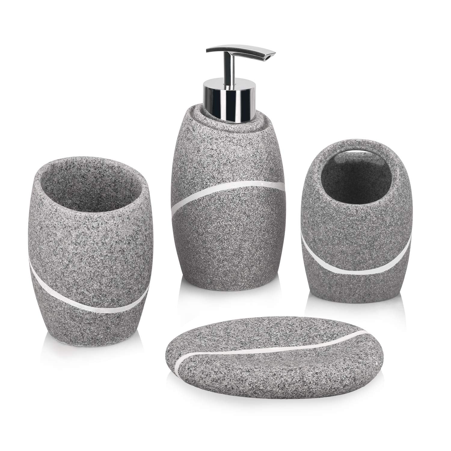 Bathroom Accessory Set,4 Pieces Bathroom Decor Accessories Complete Set Vanity Countertop Accessory Set,Includes Bathroom Soap D