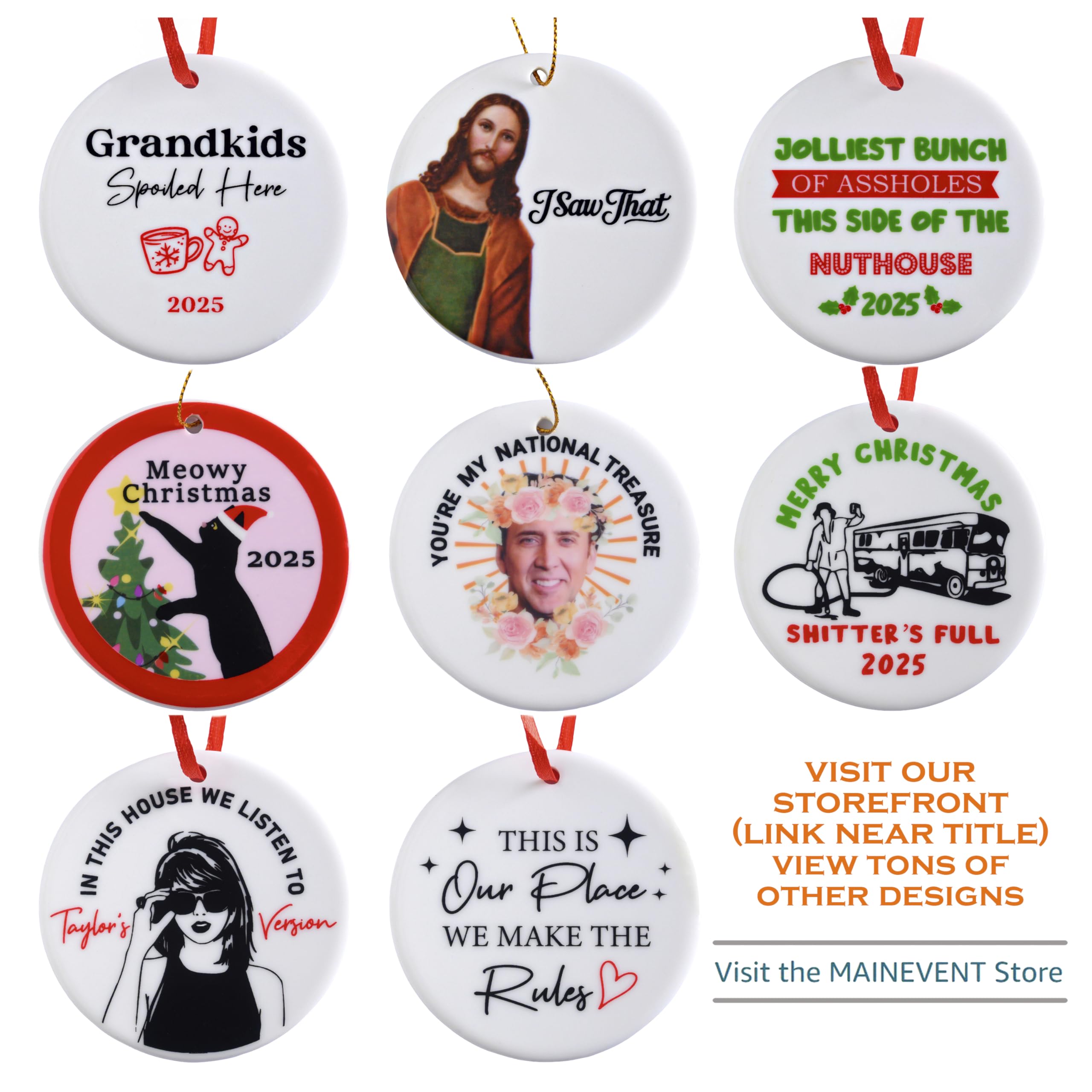 Grandkids Spoiled Here Ornament 3 Inch, Grandkids Christmas Ornament, Grandparent Ornament with Grandkids, Grandparents, Christm