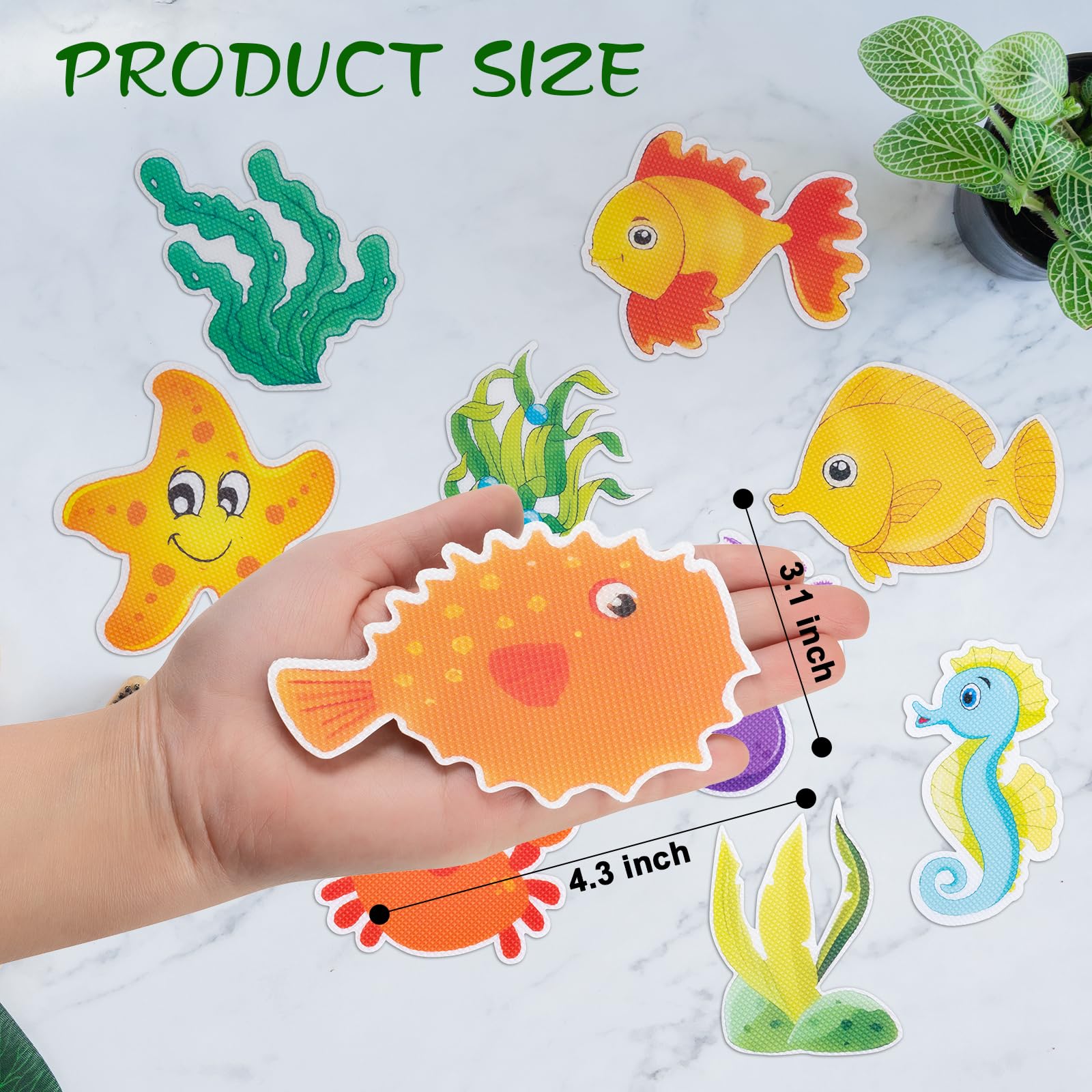 Giftormous Bathtub Non-Slip Stickers For Shower - 20 Pcs Large Anti-Slip Cute Sea Creature Stickers With Scraper For Kids Bath T