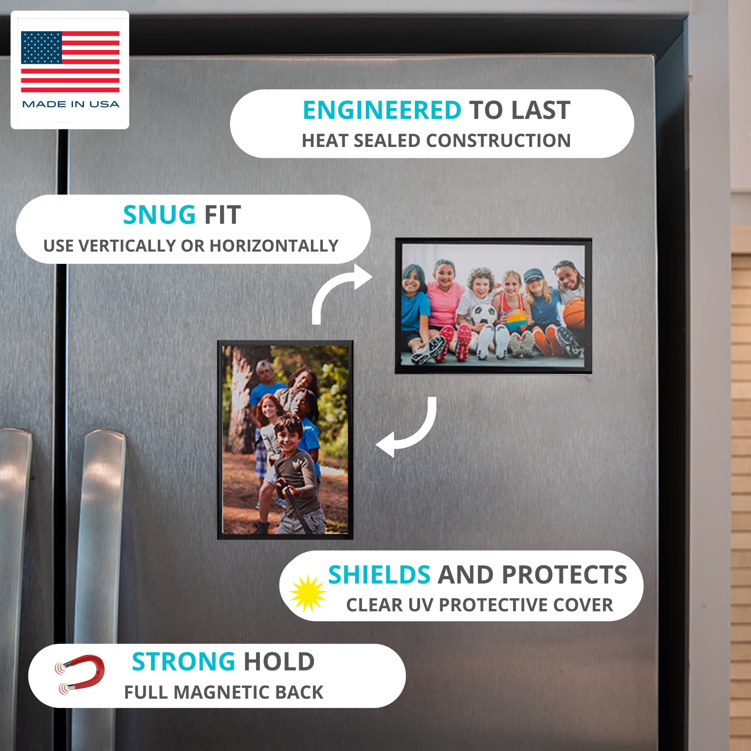 Magtech Magnetic Photo Pocket Picture Frame, Silver, Holds 4x6 Inch Photos, 10 Pack (10146)