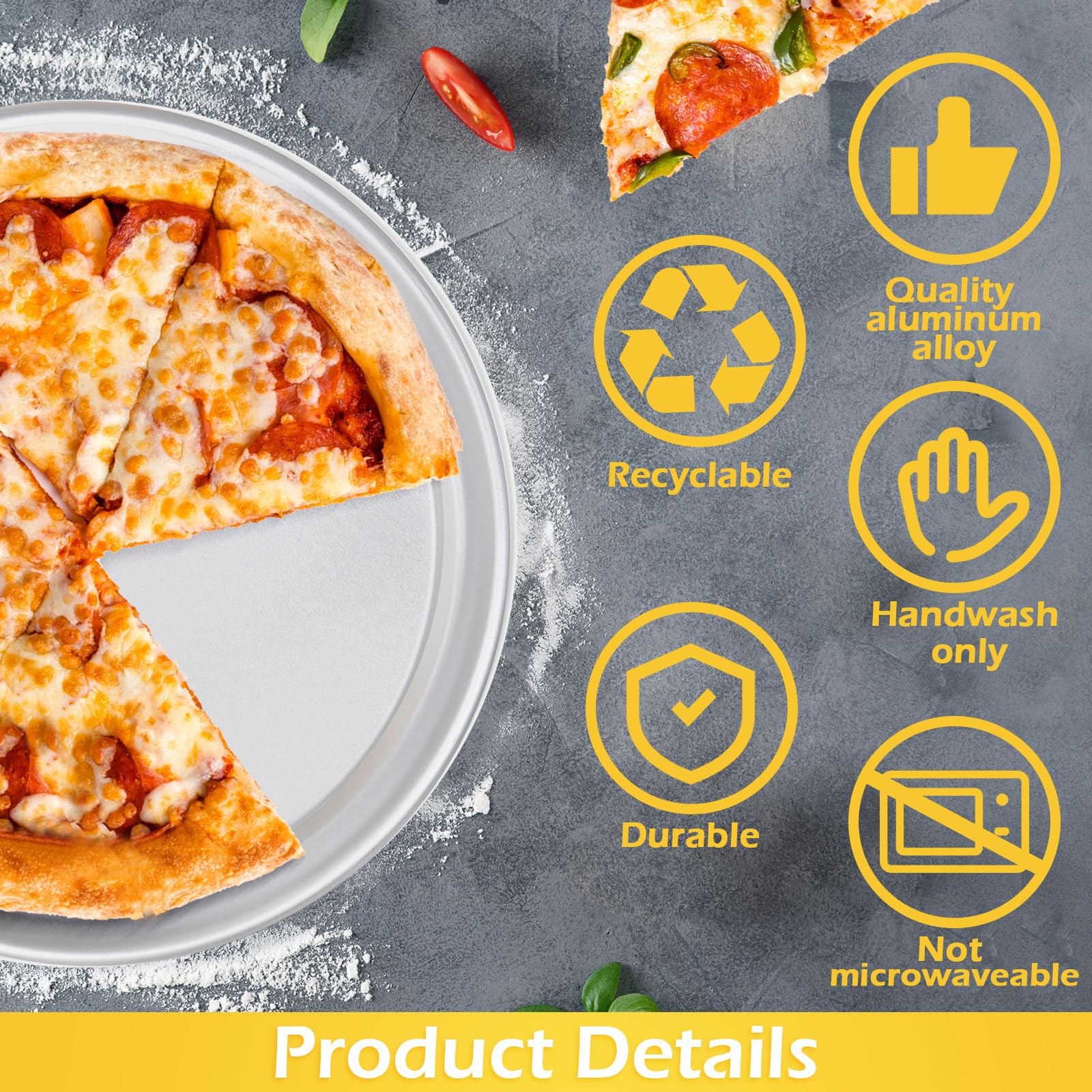 Bokon 12 Pcs Pizza Pan Bulk Restaurant Aluminum Pizza Pan With Wide Rim Silver Round Pizza Pie Cake Plate Anti Rust Pizza Tray F