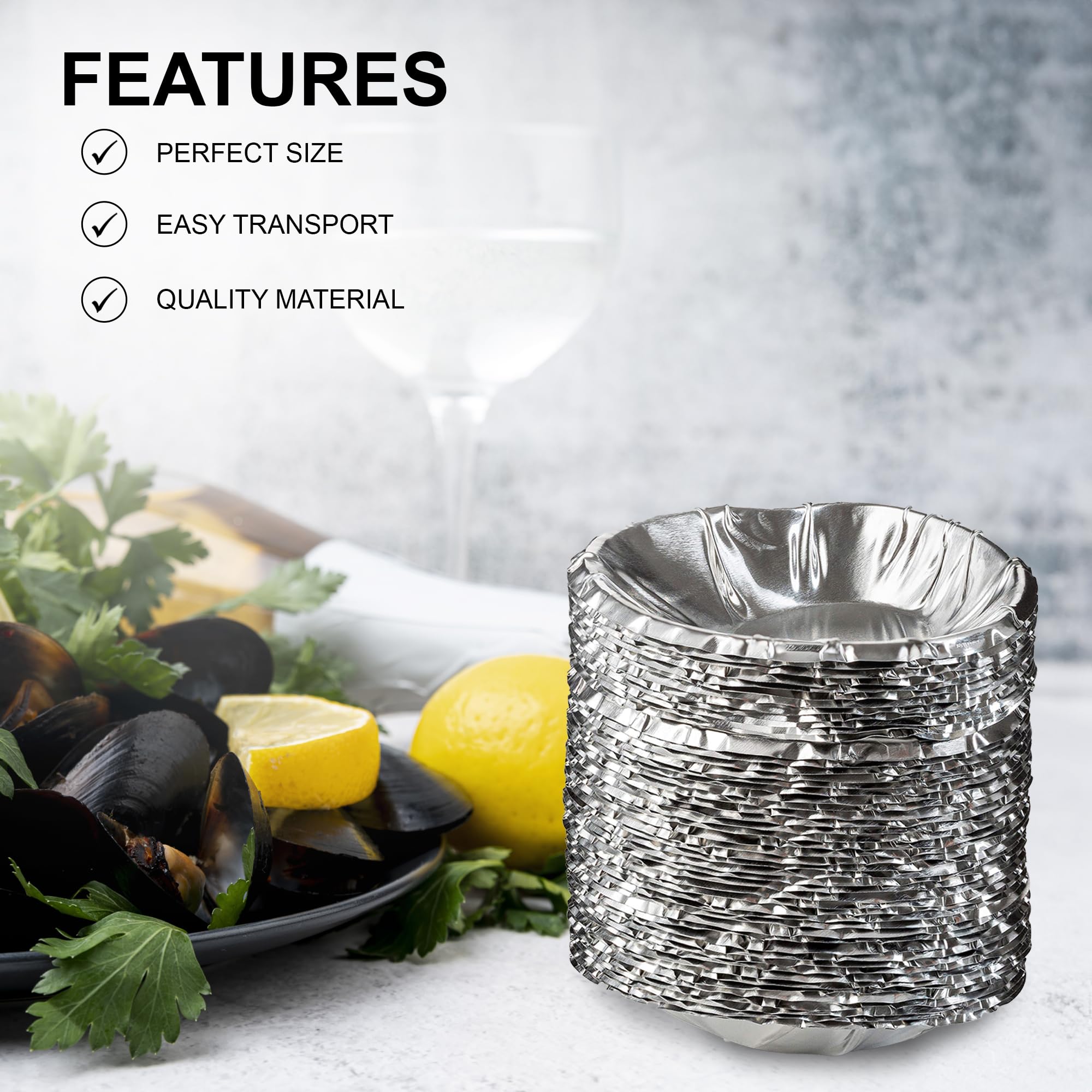 Mt Products Aluminum Foil Clamshells - Pack Of 50 Mini Pans For Baking Clam Shells - Disposable Pie Tins - Plate For Serving All