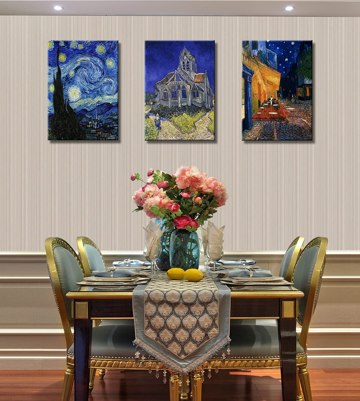 Vincent Van Gogh Canvas Wall Art Paintings, Famous Starry Night Picture Prints For Decor Classic Cafe Terrace At Night Artwork R