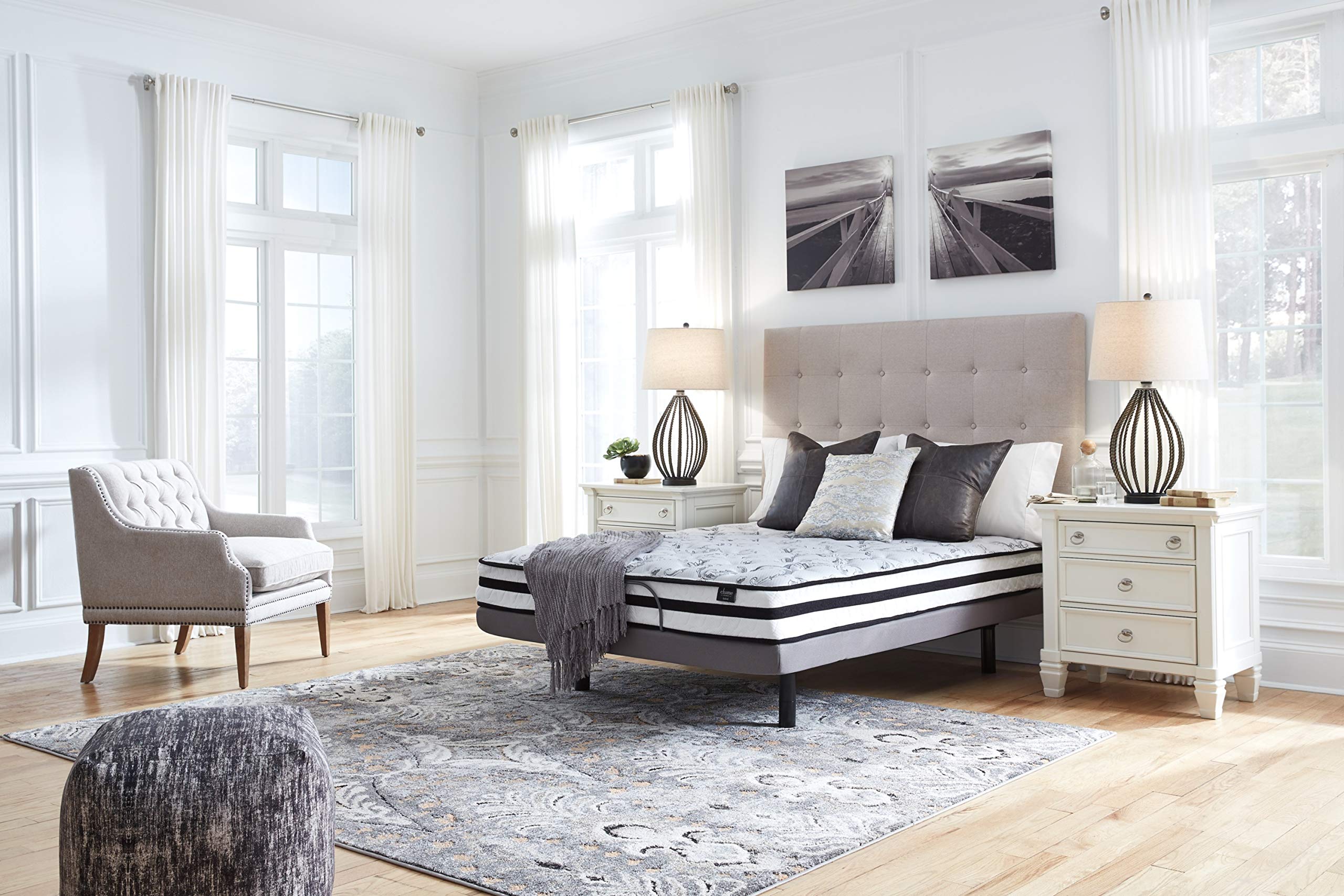 Signature Design By Ashley Chime 8 Inch Firm Hybrid Mattress, Certipur-Us Certified Foam, Twin