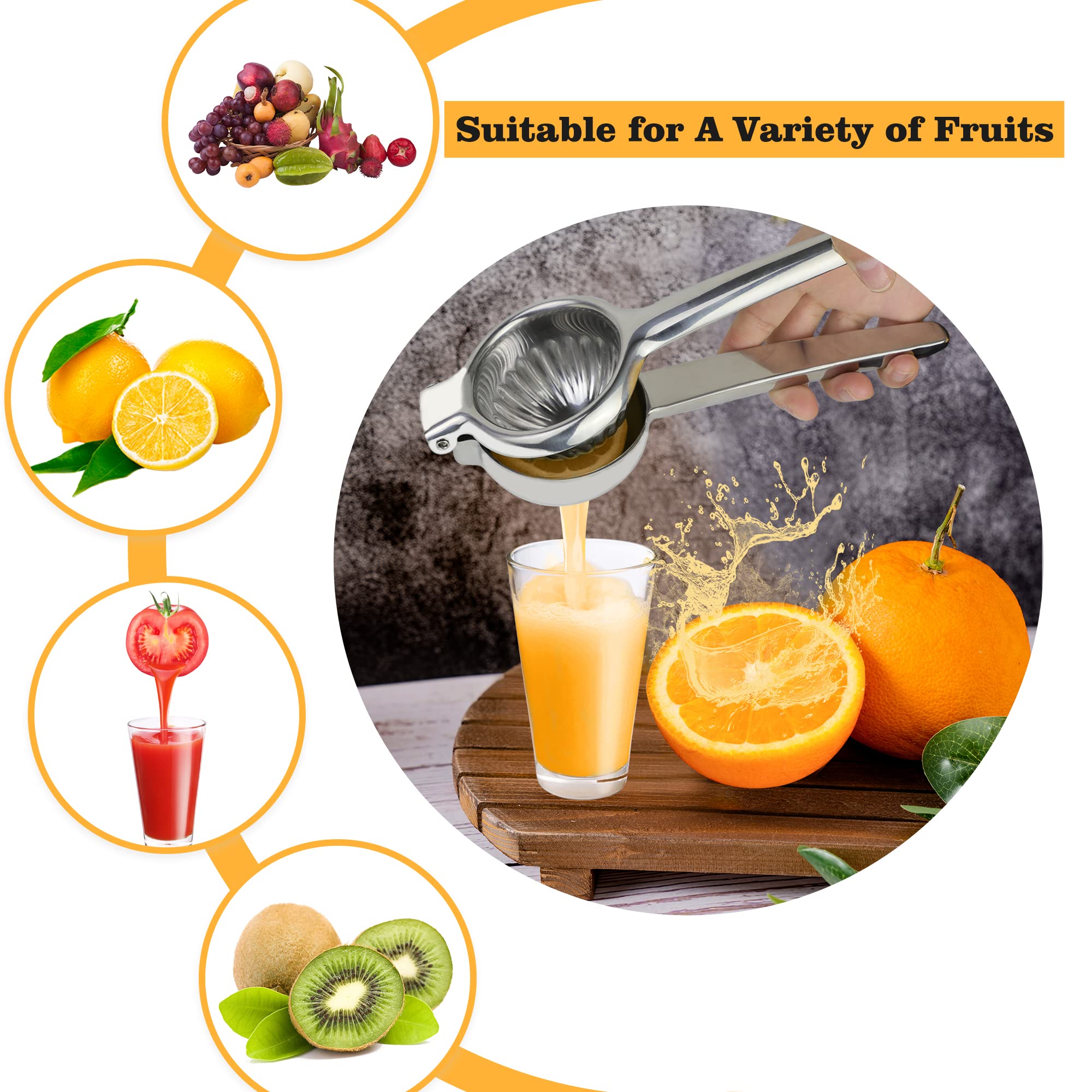 Lydia'S Deal Lemon Juicer Squeezer Stainless Steel Manual Citrus Juicer Hand Press Juice Extractor Non-Slip Grip Design Medium L