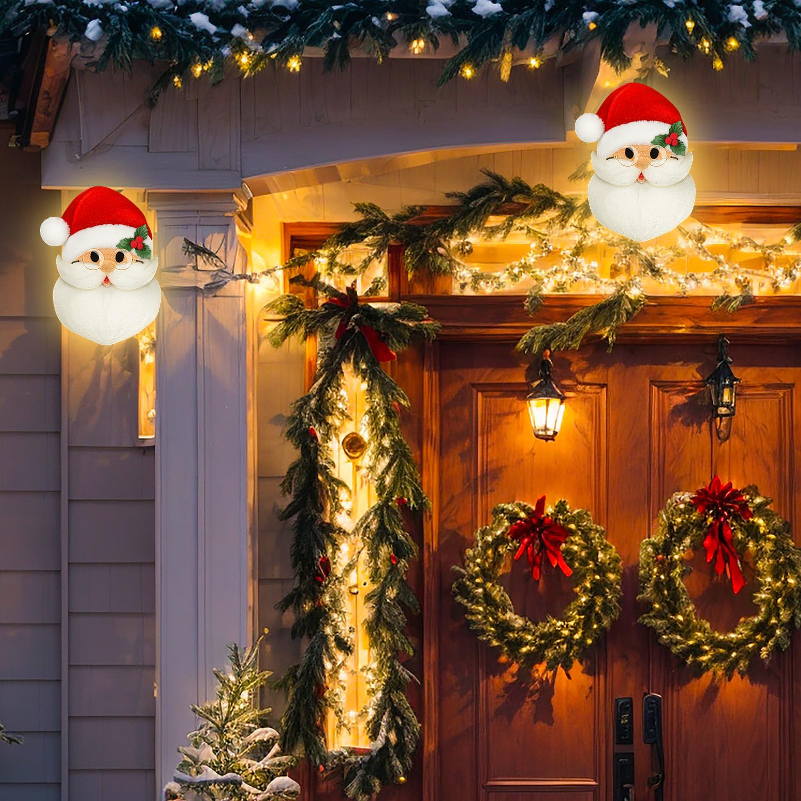 Mudder 1 Pcs Christmas Porch Light Covers Christmas Outdoor Hanging Decorations Flexible Outdoor Light Cover for Winter Xmas Por