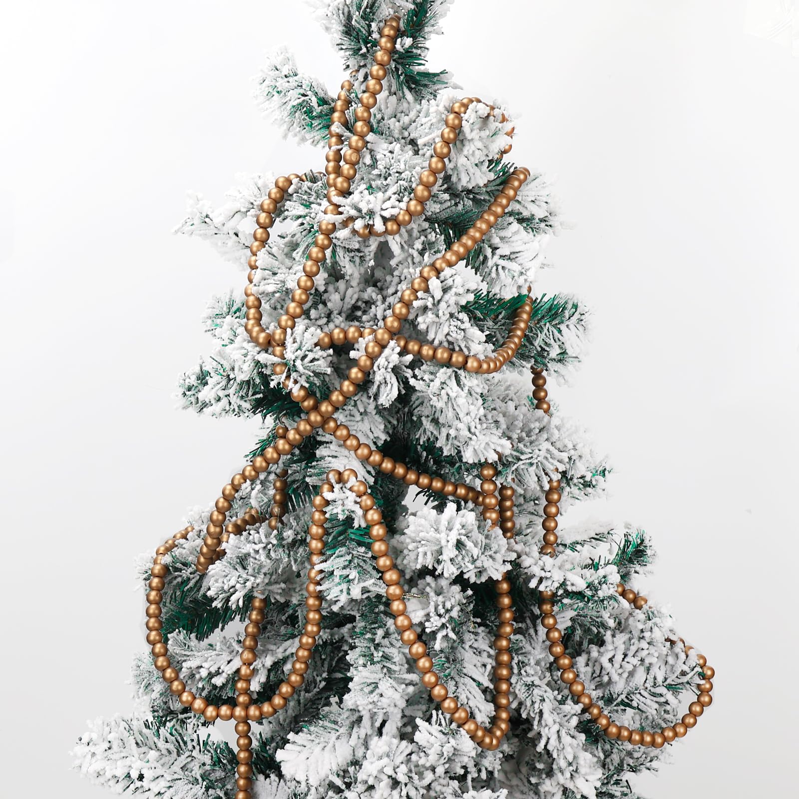 HSONAIGEE 16 Feet Christmas Wooden Beads Garland, Vintage Christmas Tree Bead Garland Farmhouse Fall Decor for Home and Festival