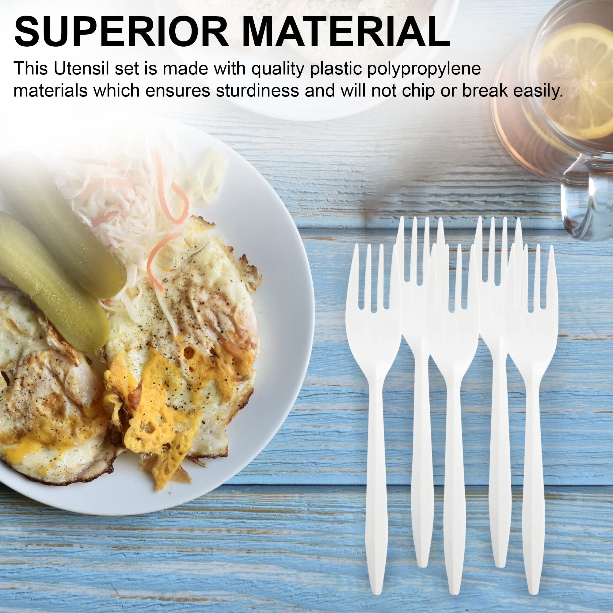 Mt Products Individually Wrapped White Disposable Plastic Forks - Medium Weight - (100 Pieces)