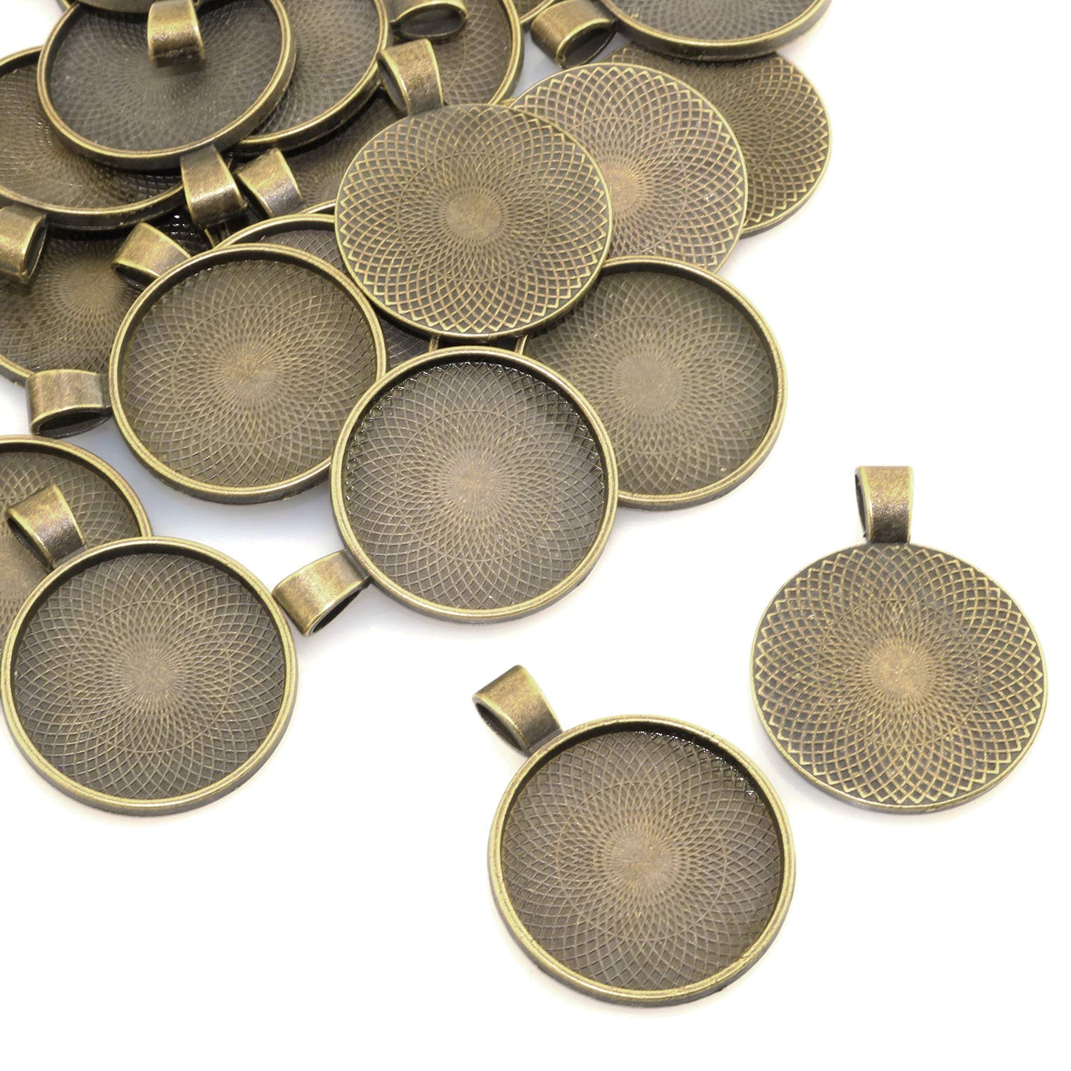 Lind Kitchen 25Pcs Round Bezel Pendant Trays Setting Cabochon Blank Base For Diy Crafting Photo Jewelry Findings Making Accessor