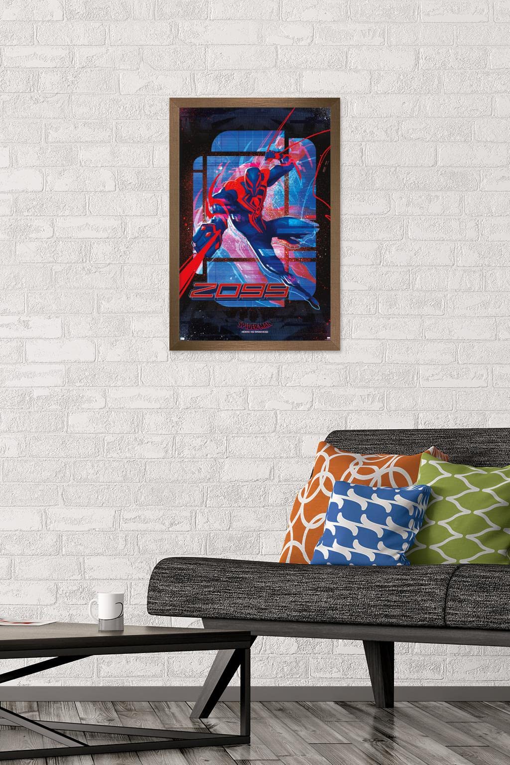 Trends International Marvel Spider-Man: Across The Spider-Verse - Spider-Man 2099 Wall Poster, 14.72'' X 22.37'', Bronze Framed