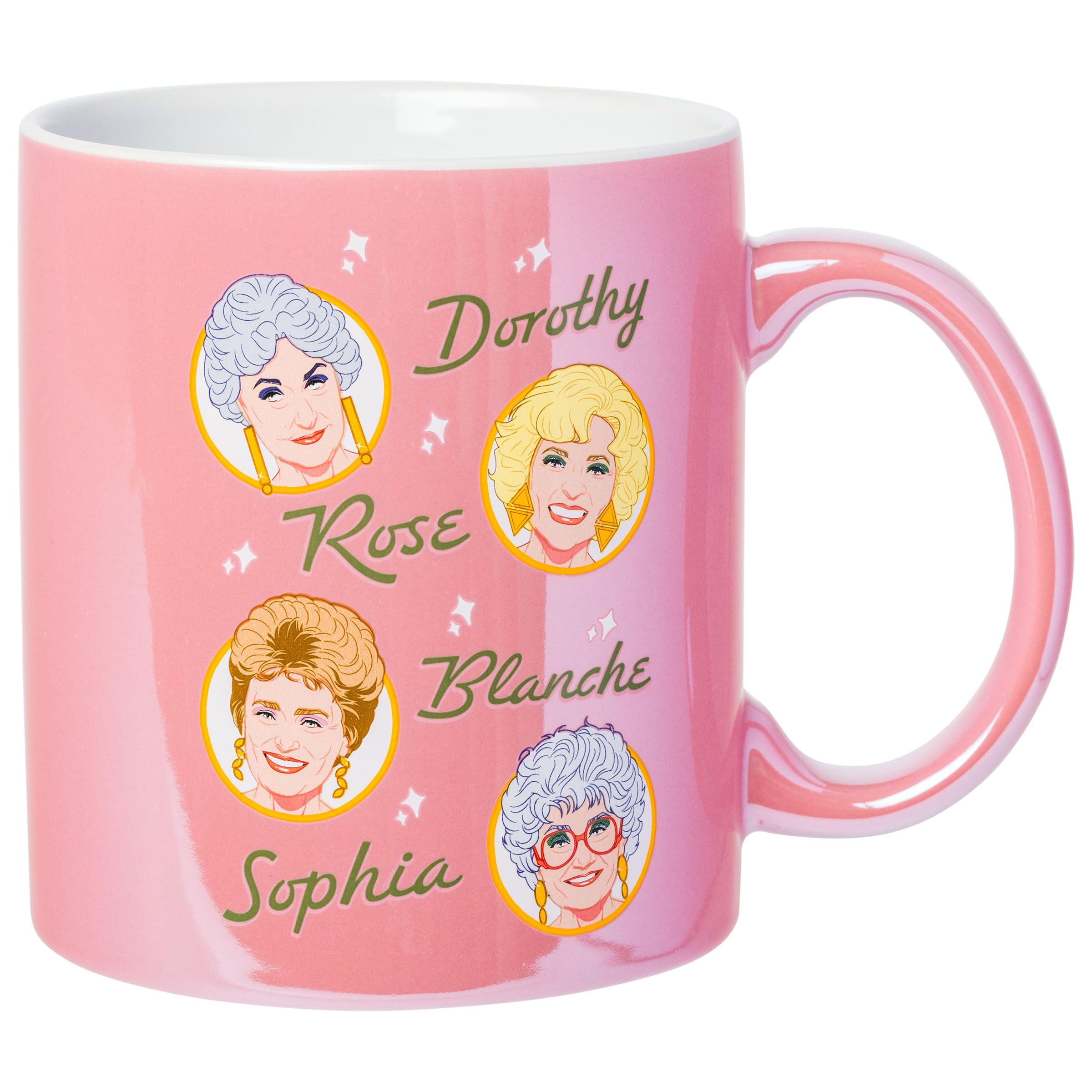 Silver Buffalo Golden Girls Pearlescent Ceramic Mug Featuring Blanche, Dorothy, Rose, and Sophia, 20 Ounces