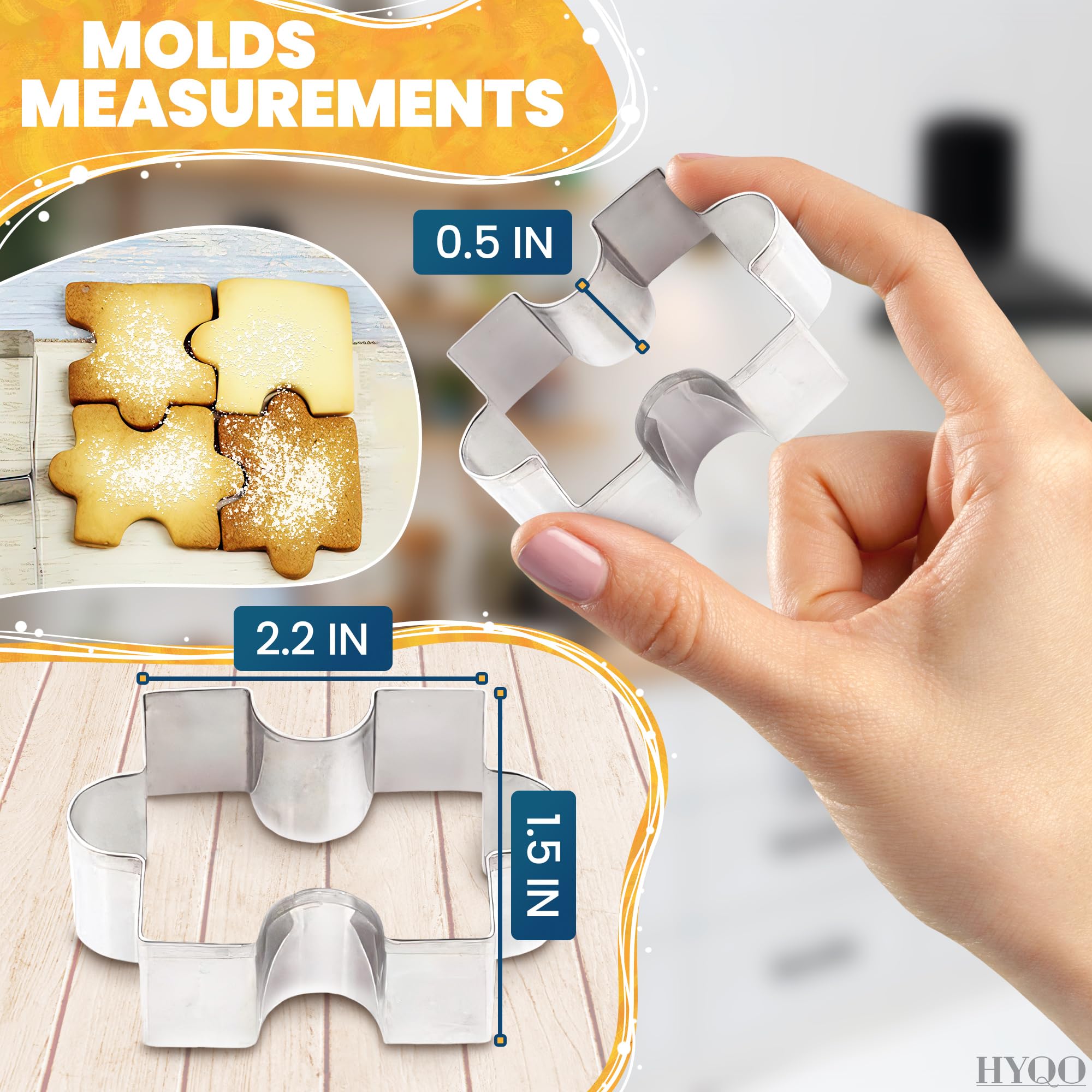 4Pcs Puzzle Cookie Cutter Set - Puzzle Piece Fondant Cutter Stainless Steel Clay Cutters Fondant Biscuit Cutters Tool For Baking