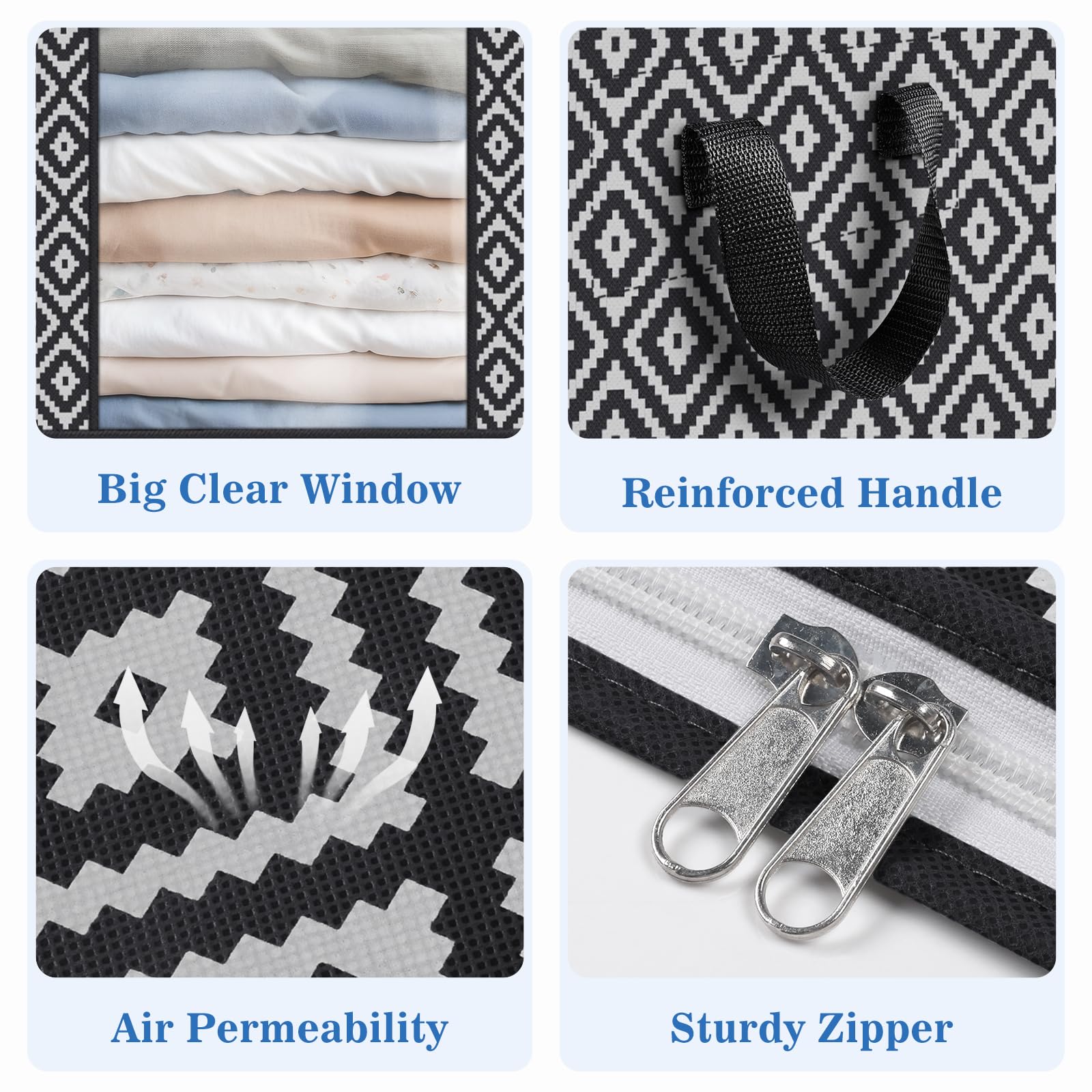 StorageTastic Direct 100L, 3 Pack, Storage Containers, Large Clothes Storage Bins Foldable Organization and Storage Bags with Re