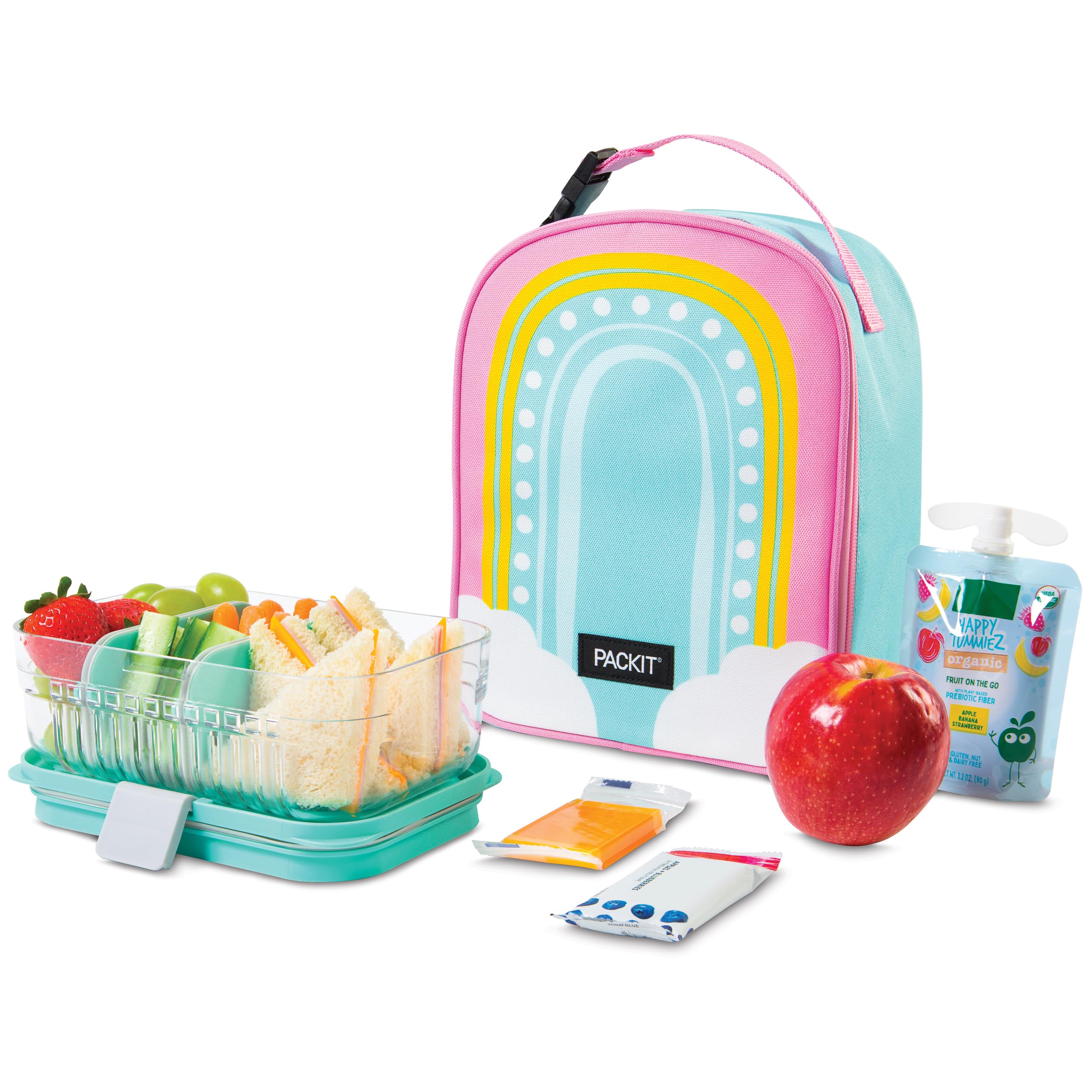 Packit Freezable Playtime Lunch Box, Rainbow, Built With Ecofreeze Technology, Collapsible, Reusable, Zip Closure With Buckle Ha