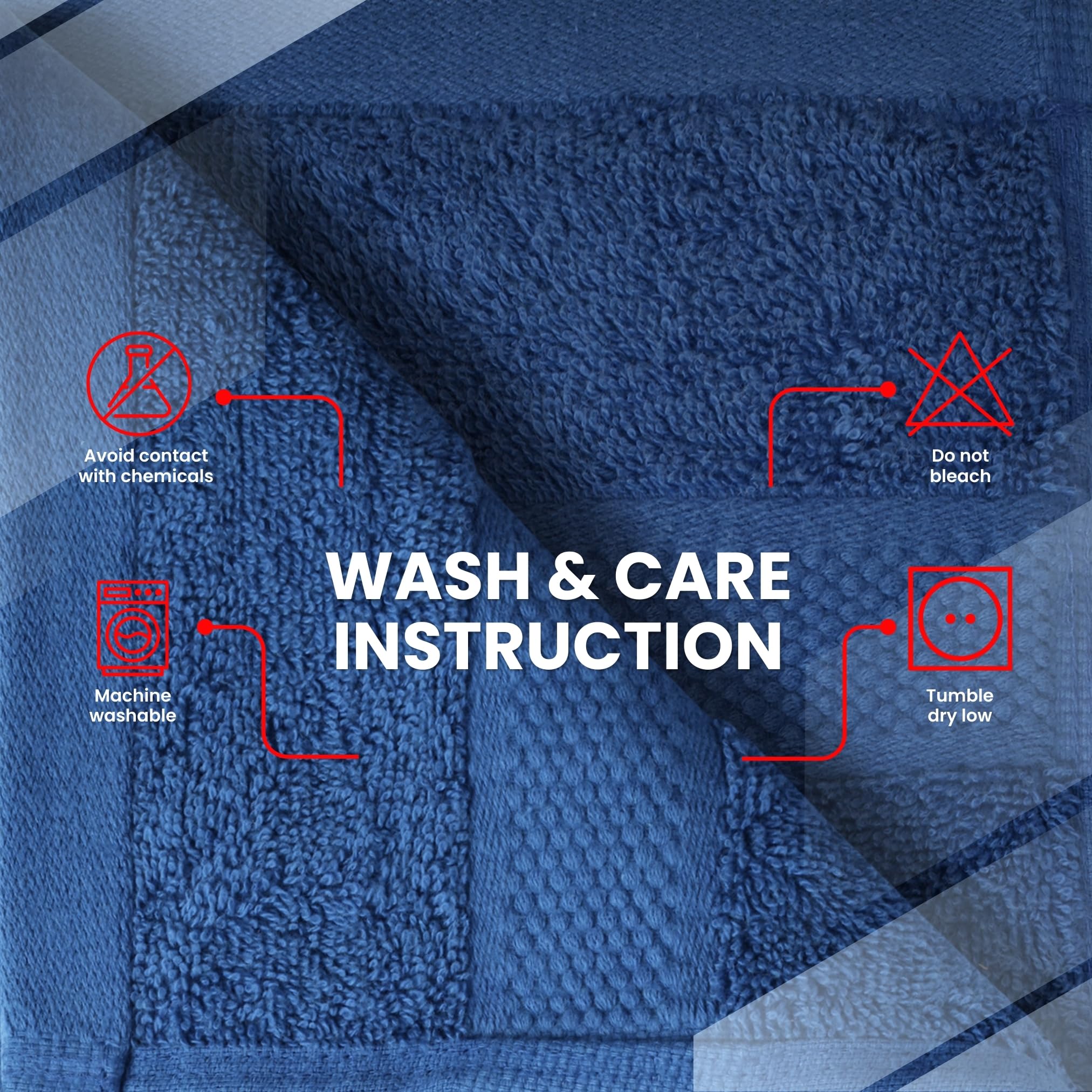 Infinitee Xclusives Premium Navy Blue Washcloths Set - Pack Of 12, 13X13 Inches 100 Cotton Wash Cloths For Your Body And Face To