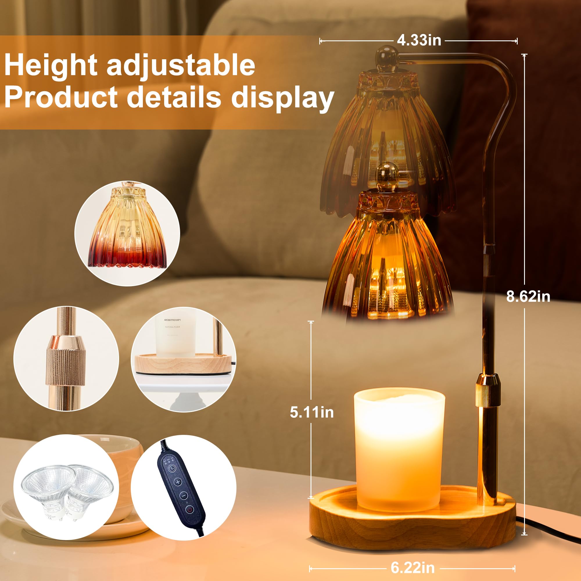 vankada Candle Warmer Lamp with Timer Dimmable, Lamp Candle Warmer for Jar Candles,Birthday Gifts for Women Mom, House Warming G