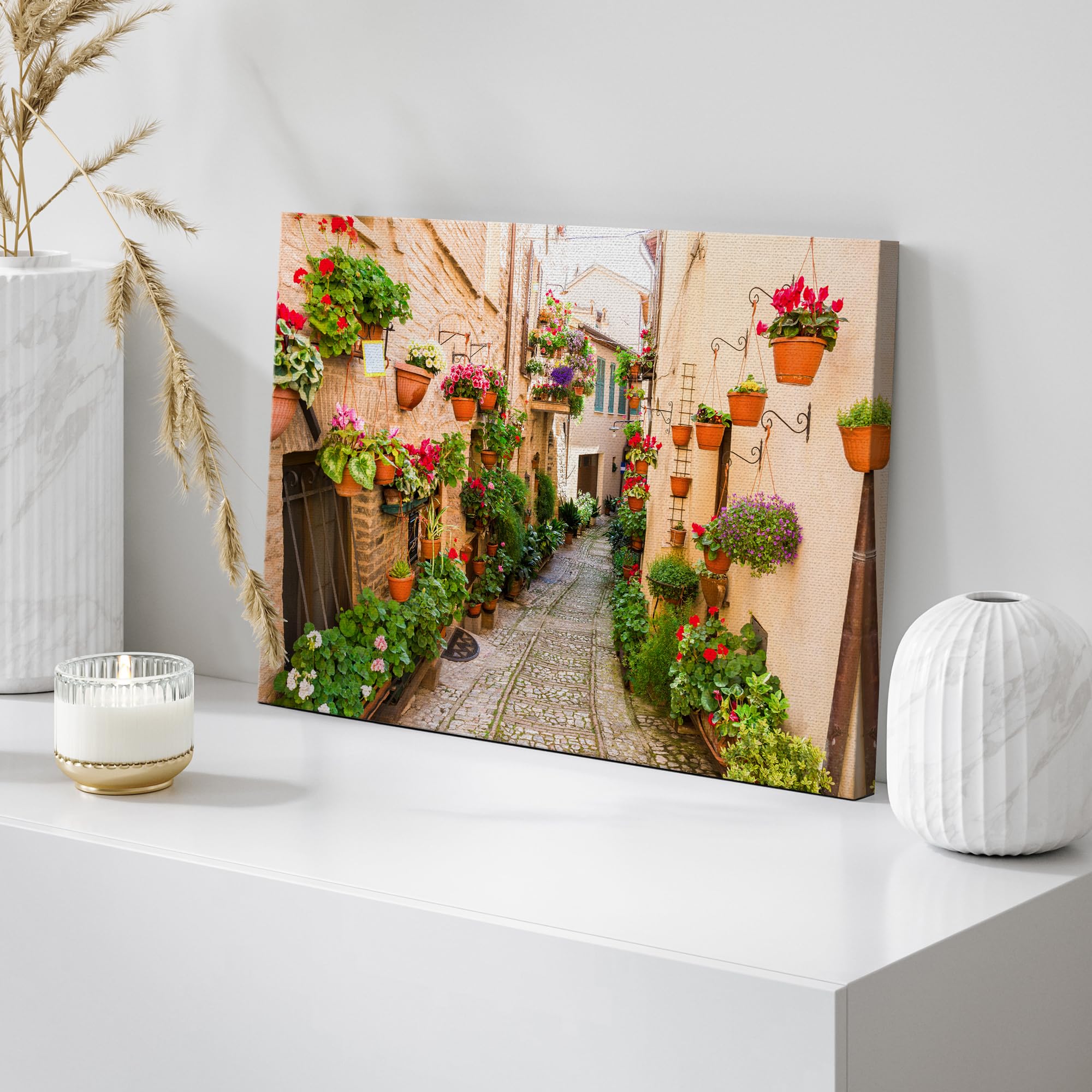 Wall26 Canvas Print Wall Art Floral Botanical Garden Italian Alley Nature Wilderness Photography Realism Rustic Scenic Landscape