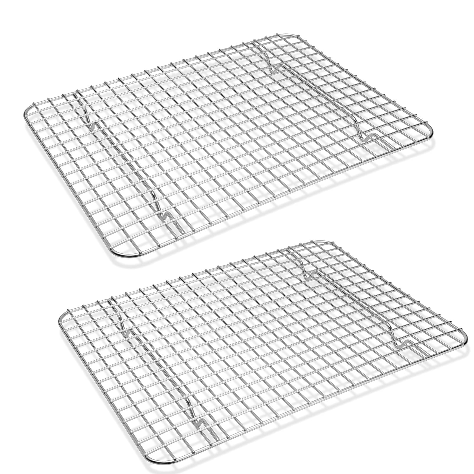P&P Chef Cooling Racks Set Of 2, Stainless Steel Grid Wire Rack For Cooking Roasting Drying, 11.75'' X 9'' X 0.75'', Oven & Dish