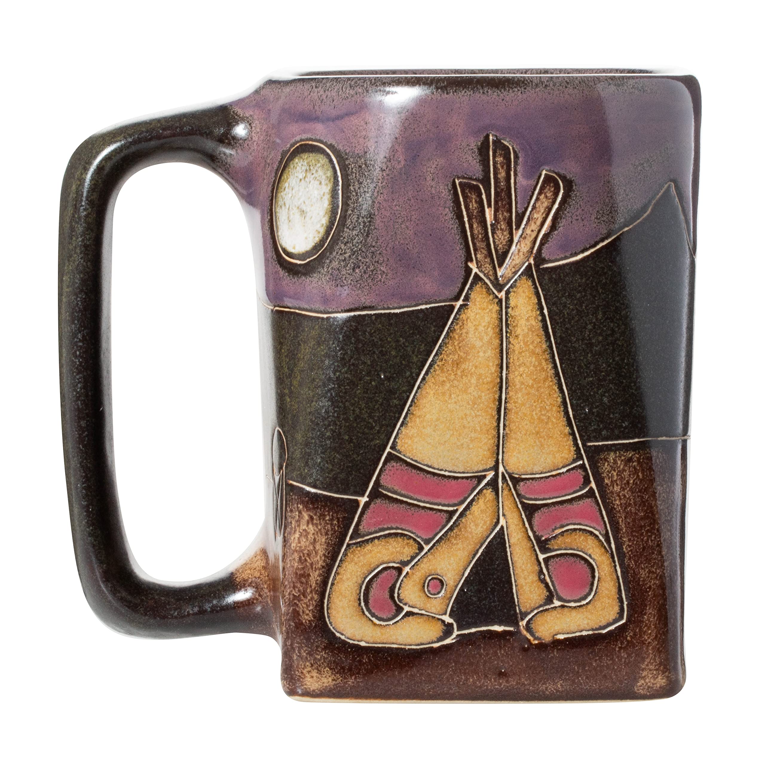 Stoneware Mara Teepee Native American Campfire Design 12oz Handcrafted Coffee Tea Mug
