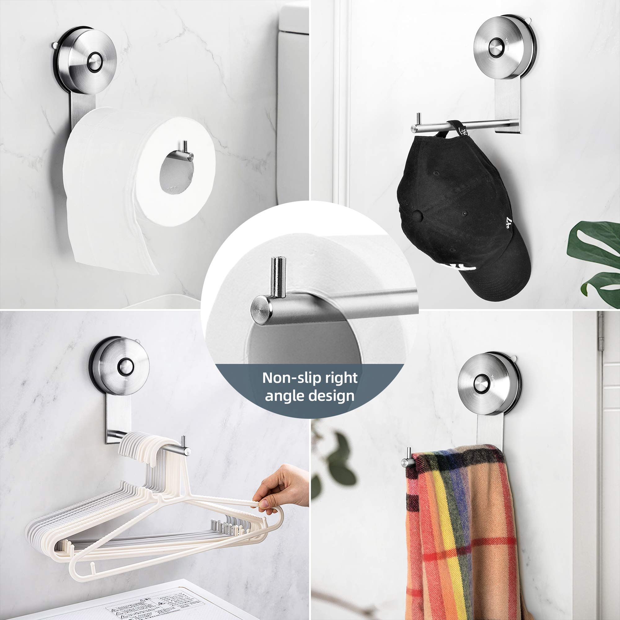 Yohom Suction Cup Toilet Paper Holder Bathroom Hooks For Towel Wall Mounted Toilet Roll Holder Tissue Paper Towel Dispenser Hat