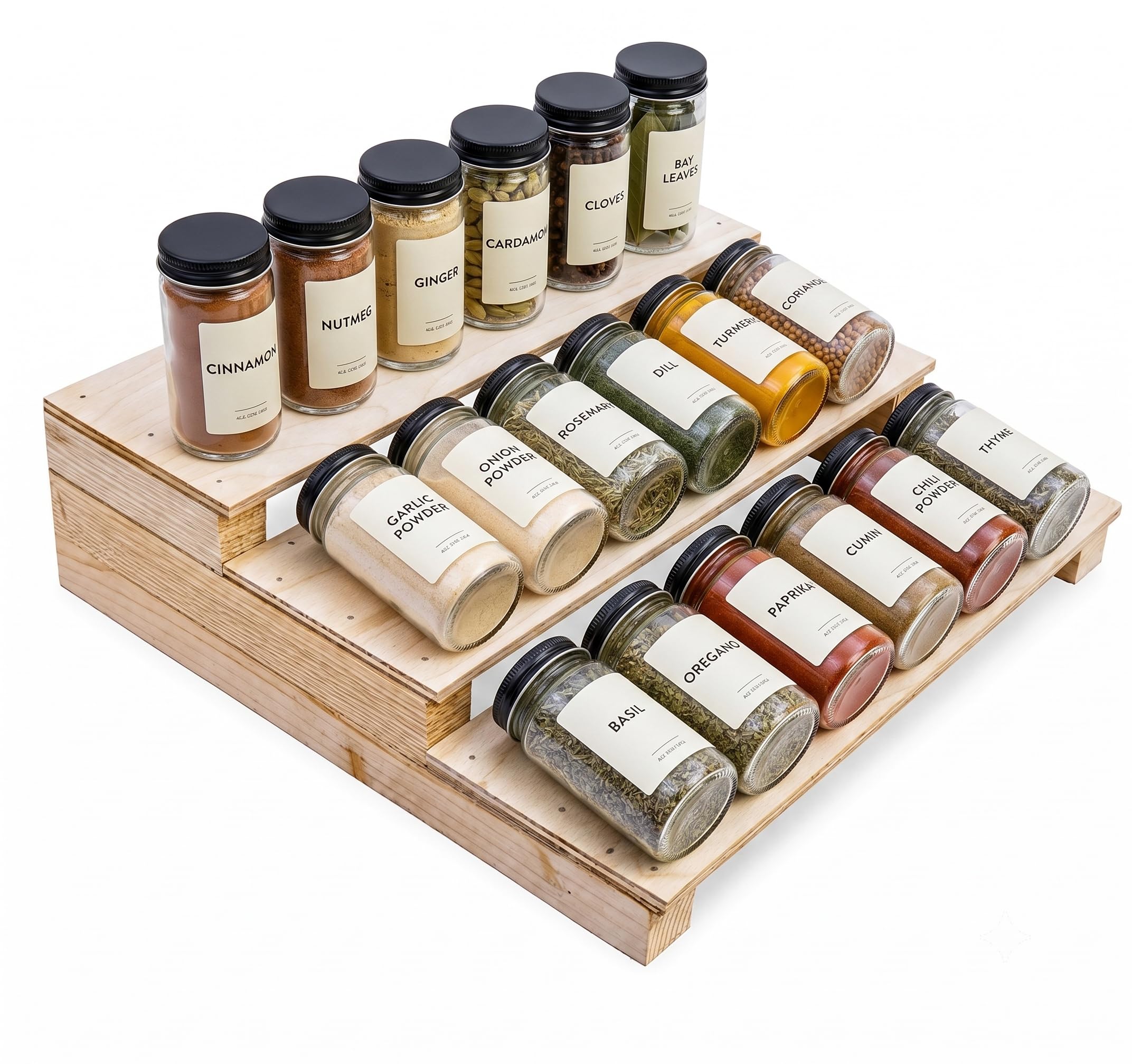 Move2Wood 3Tier Wooden Spice Rack Organiser, 12 X 10.5 X 3 Inches