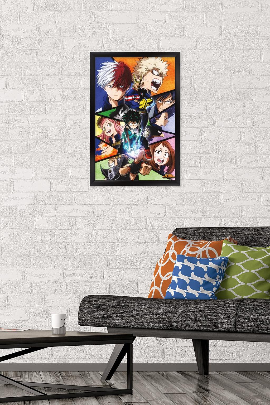 Trends International My Hero Academia-Faces Wall Poster, 14.725'' X 22.375'', Black Framed Version