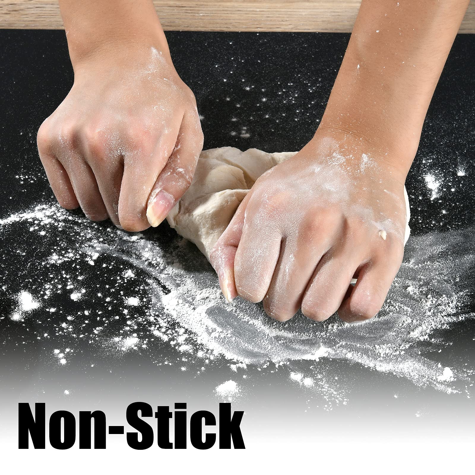 Folksy Super Kitchen Thick Silicone Counter Mat, Heat Resistant, 23.4"x15.6", Black, Model: silicone mat 01