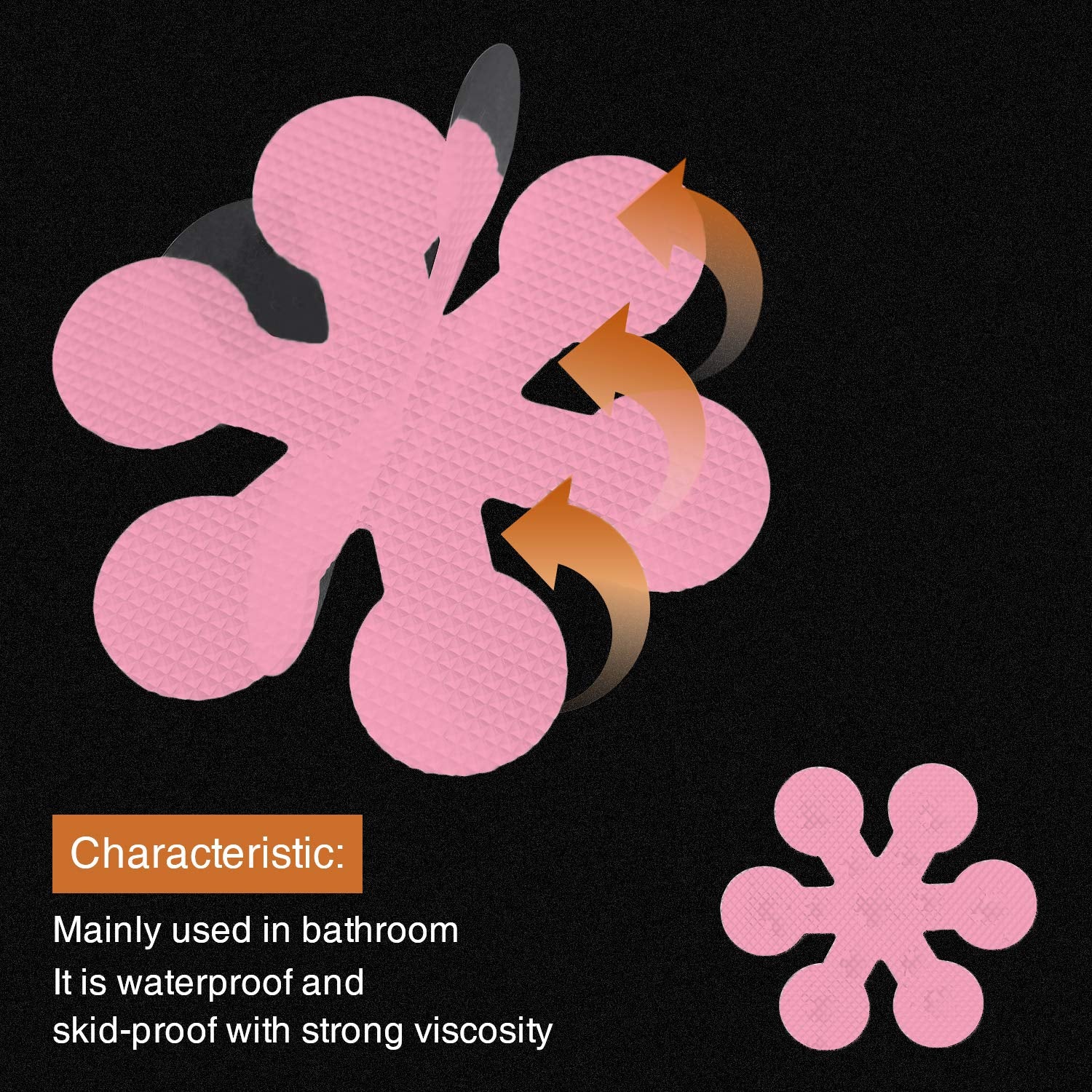 Secopad Non-Slip Bathtub Stickers, 24 PCS Adhesive Treads, Premium PEVA, Pink, Model 5snowflake