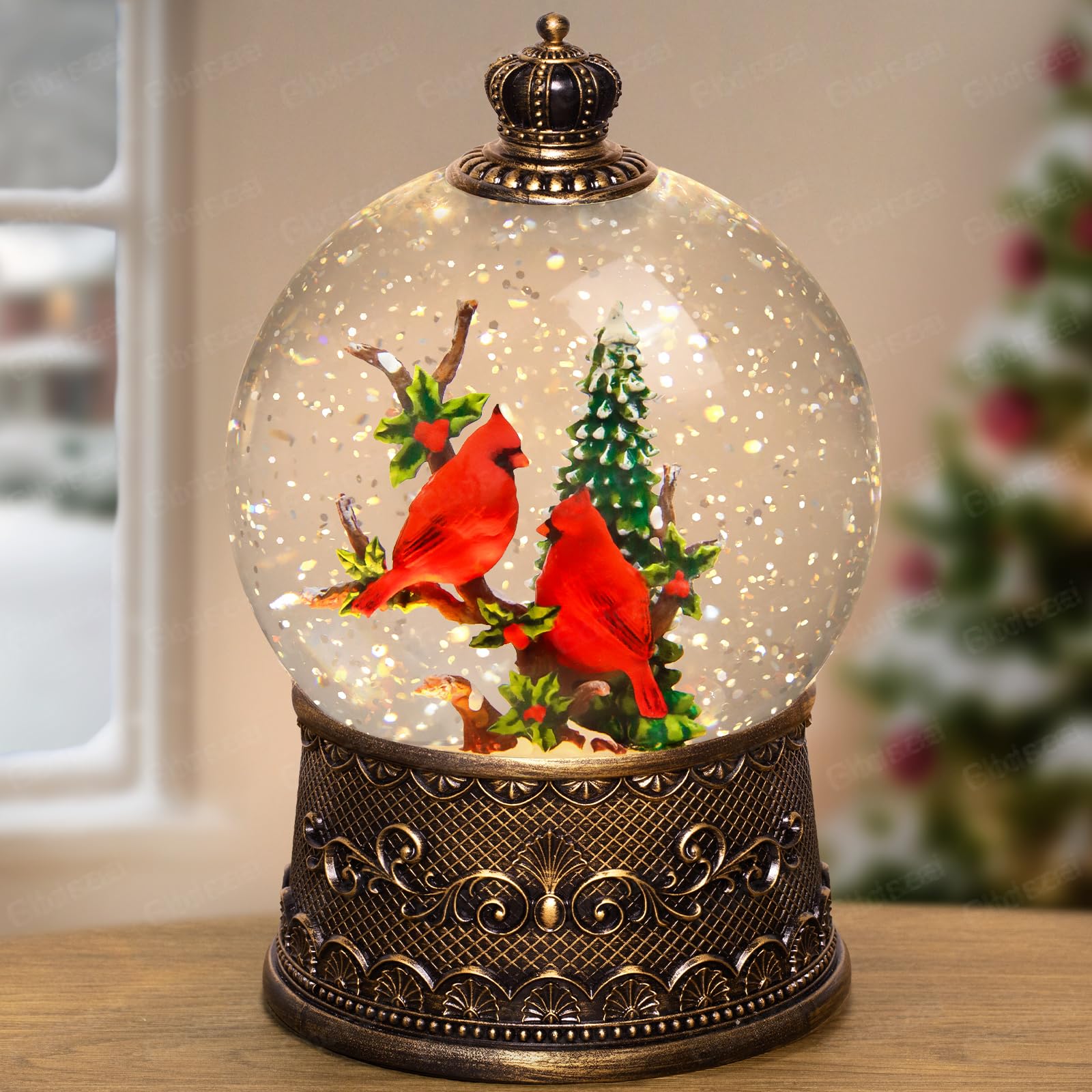 Gorrzai Fall Snow Globe Pumpkin Fall Decorations for Home, Gnome Snow Globe with Turkey Swirling Glitter Timer, Lighted Thanksgi