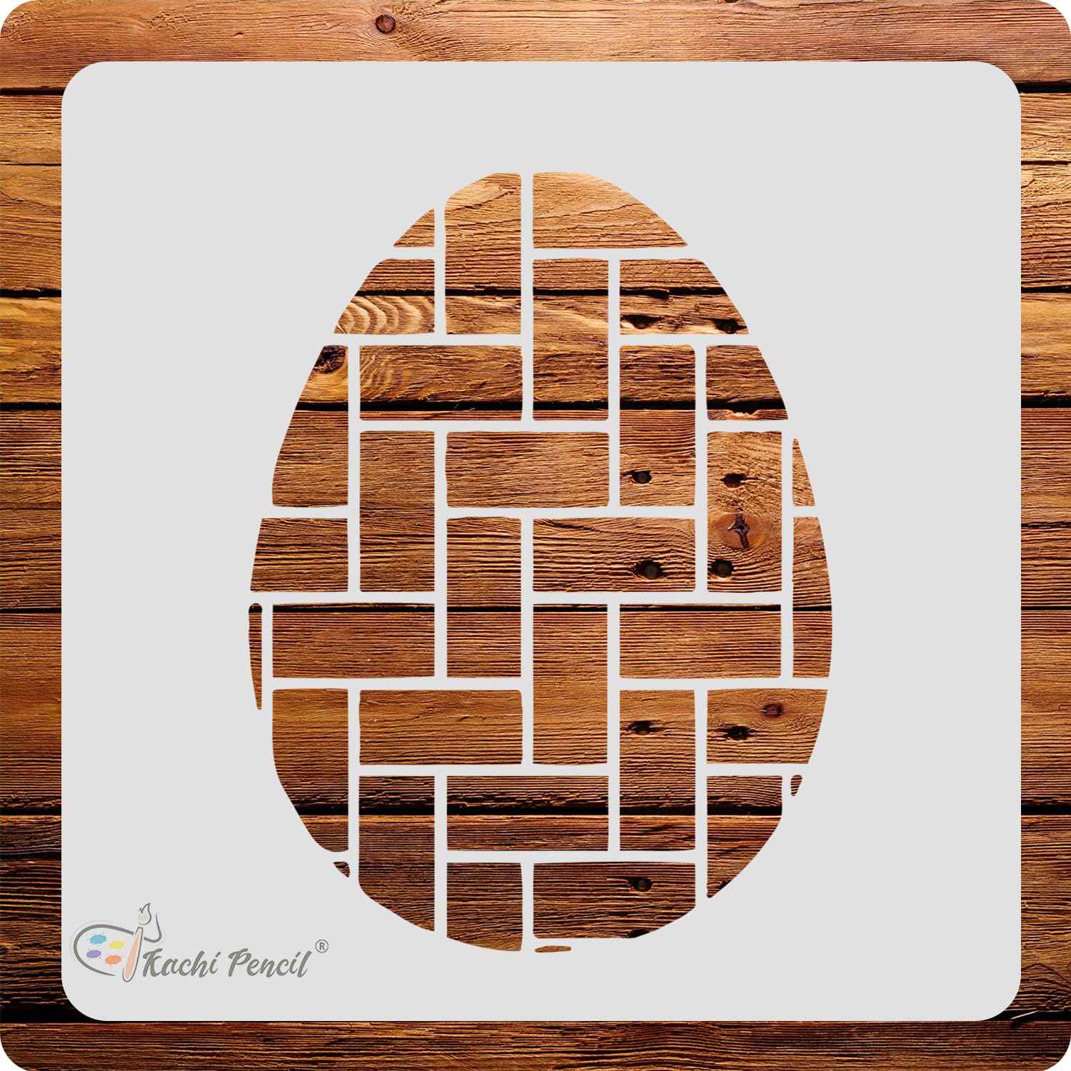 Kachi Pencil Easter Egg Blocks Stencil For Craft Painting, Scrapbooking |, Size 6 X 6 Inch Reusable Stencils For Painting On Wal