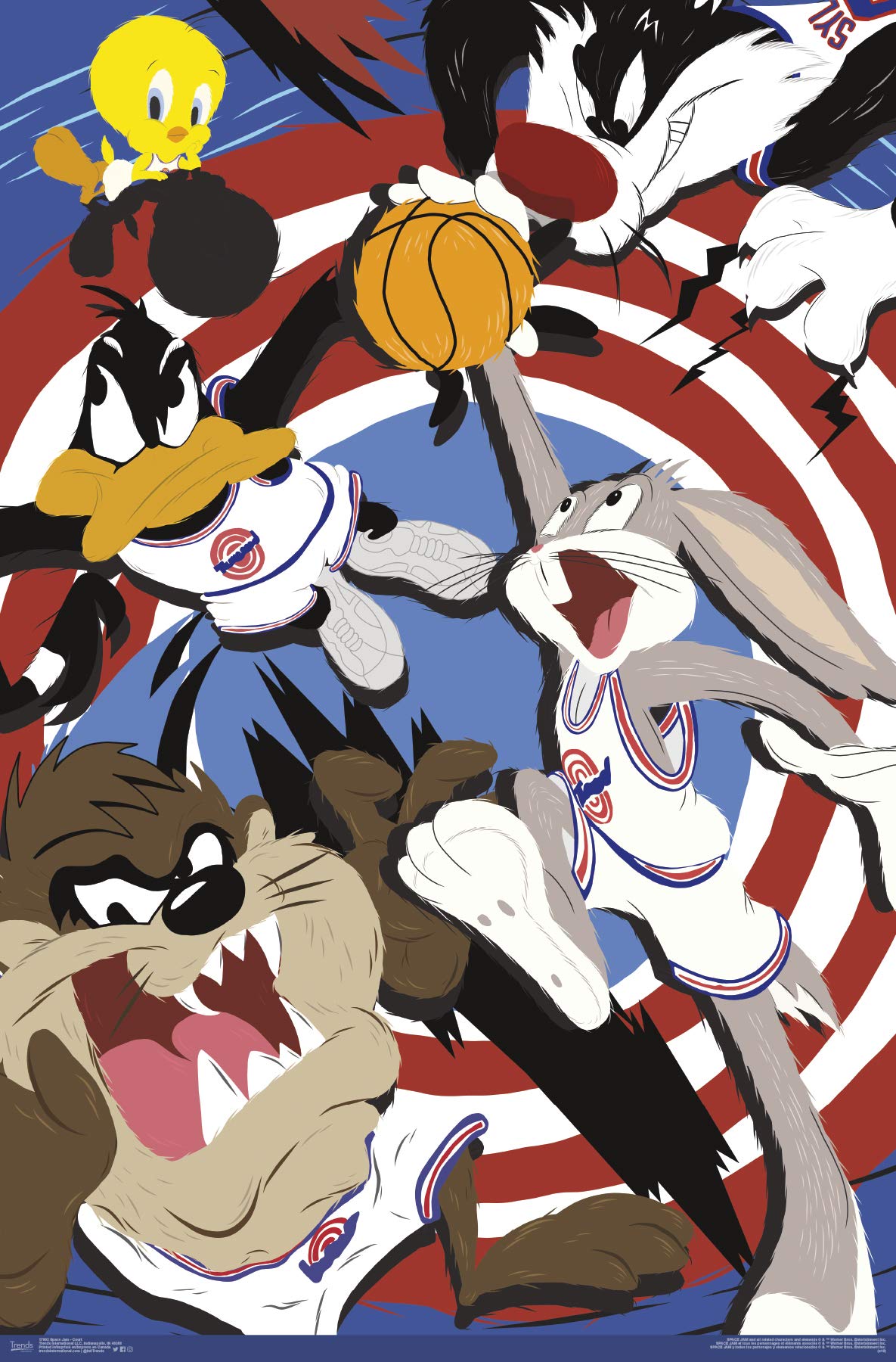 Trends International Looney Tunes: Space Jam - Court Wall Poster, 22.375'' X 34'', Black Framed Version