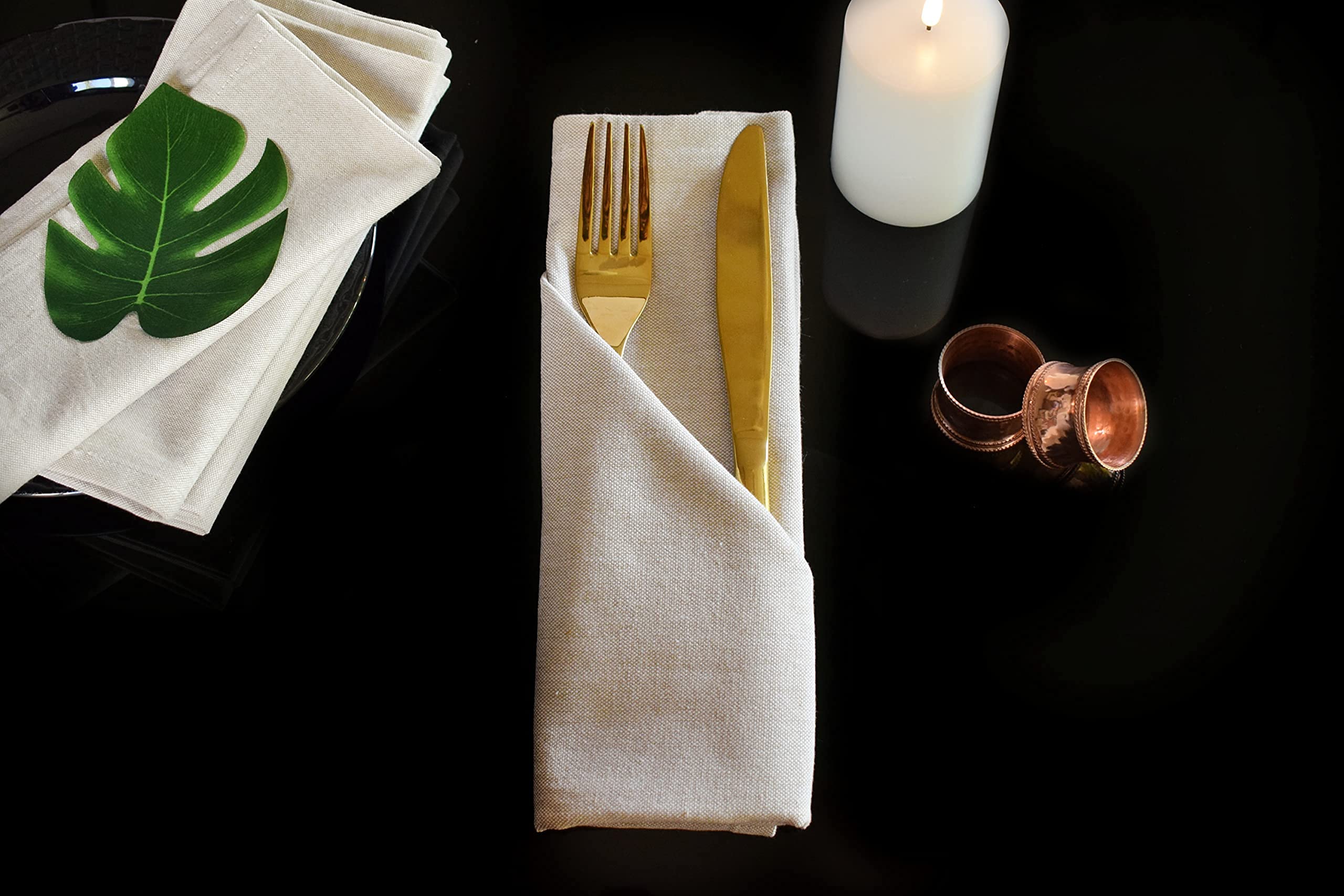 Yourtablecloth Chambray Cloth Napkins-Set Of 6 (Natural, 20 X 20)