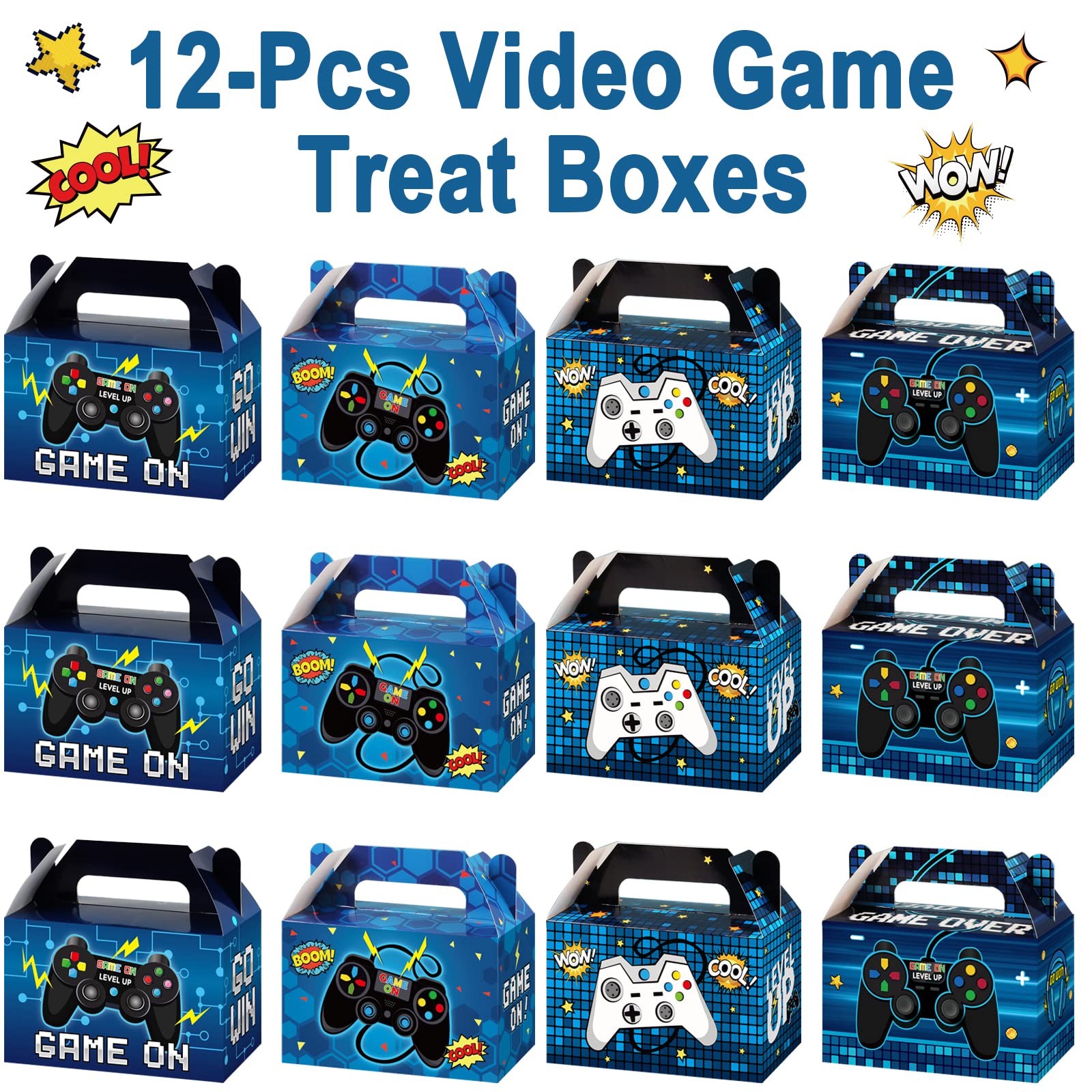 12 Pieces Video Game Party Boxes Gamer Party Favor Candy Goodies Treat Boxes Bags For Kids Boys Video Game On Gaming Birthday Pa