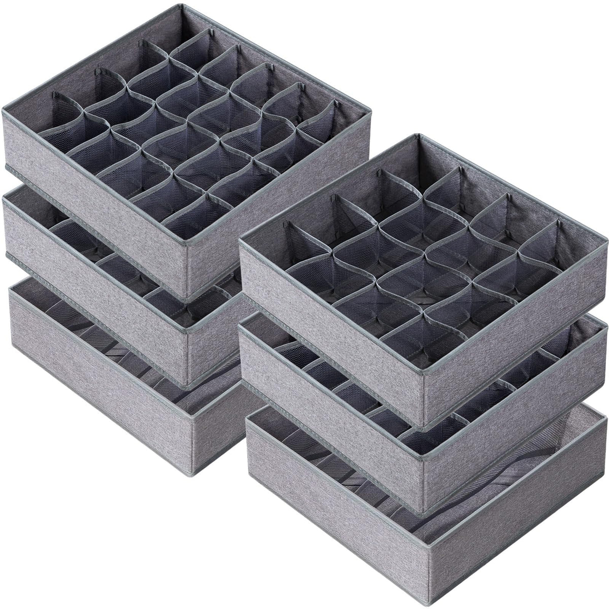 Criusia 6 Pack Large Drawer Organizer for Sock Underwear - Washable Heavy Duty Fabric Closet Organizers and Storage Bins - 90 Ce
