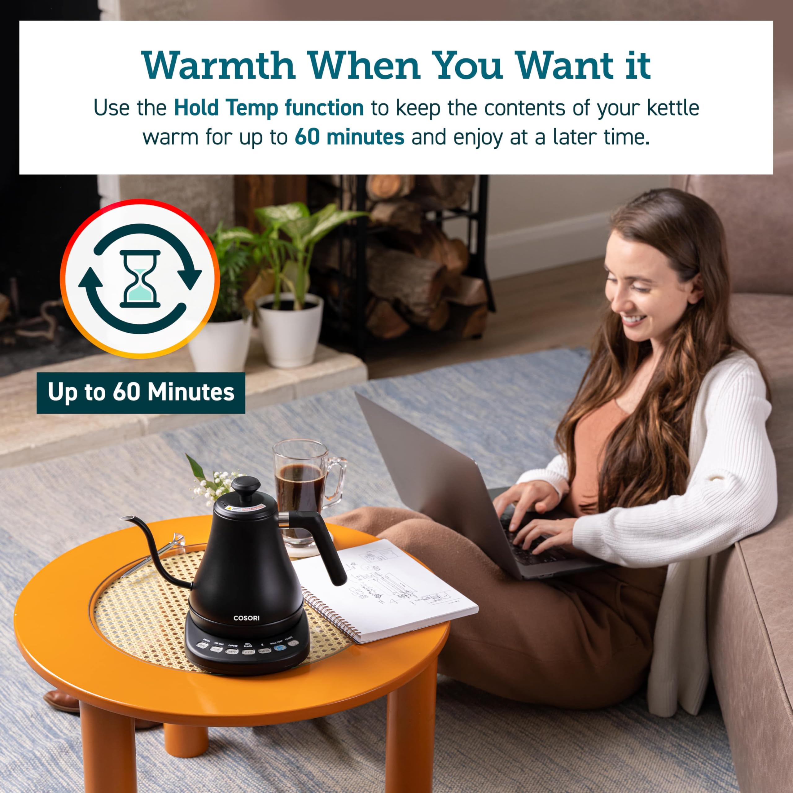 COSORI Electric Gooseneck Kettle Smart Bluetooth with Variable Temperature Control, Pour Over Coffee & Tea Maker, 100% Stainless