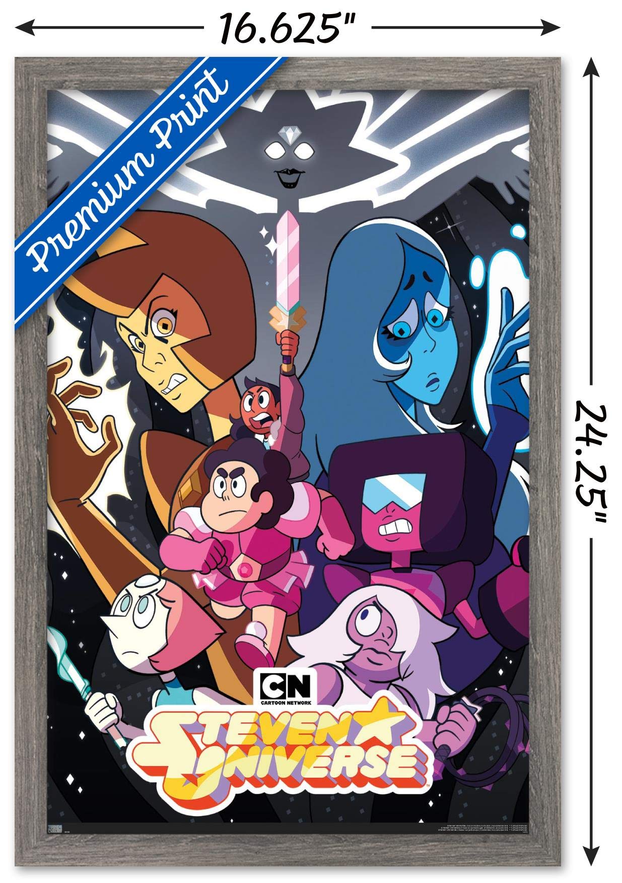 Trends International Steven Universe - One Sheet Wall Poster, 14.72'' X 22.37'', Barnwood Framed Version
