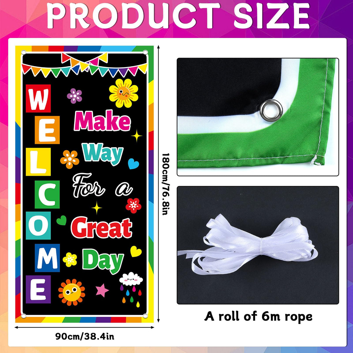 Wiooffen Classroom Colorful Welcome Door Cover Banner Wall Door Decor ...
