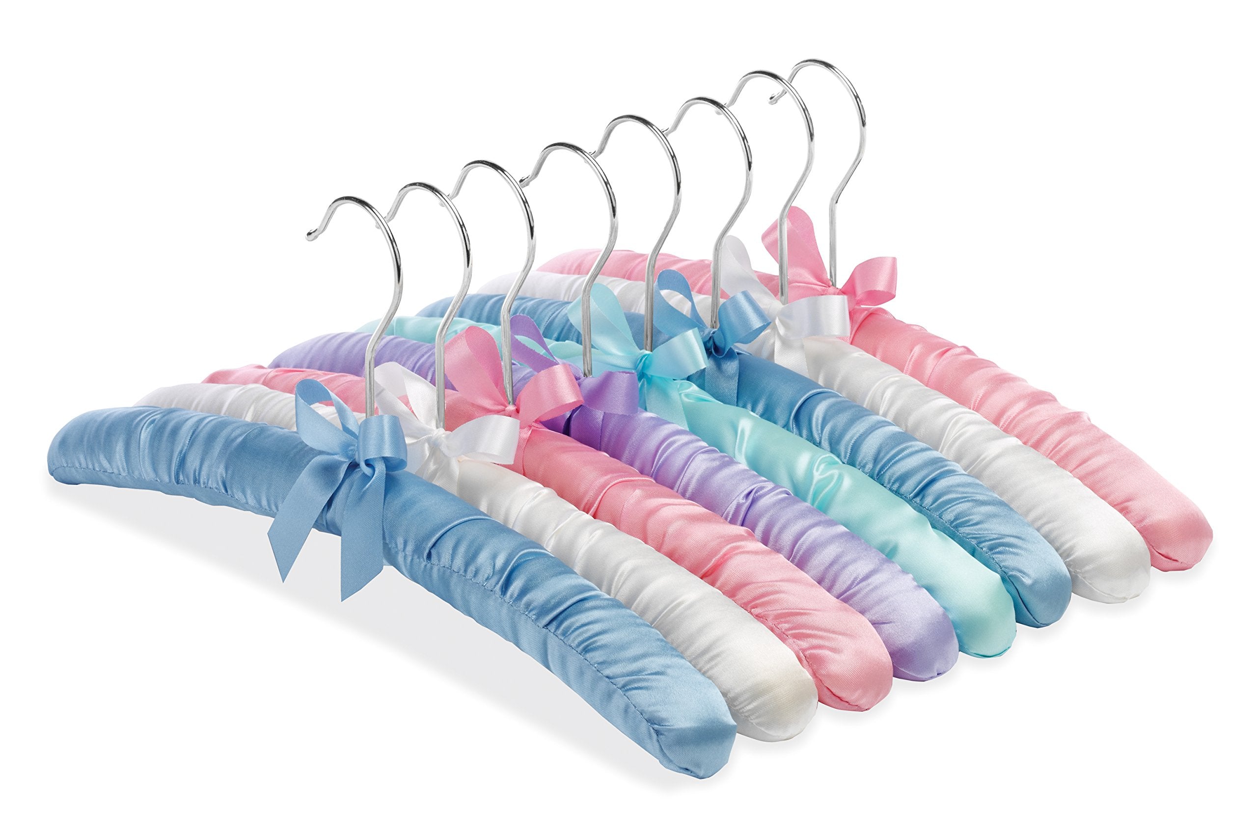 Whitmor Satin Pastel-Set Of 8 Padded Hanger, 8 Count, 1.50 X 15.63 X 7.0 Inches