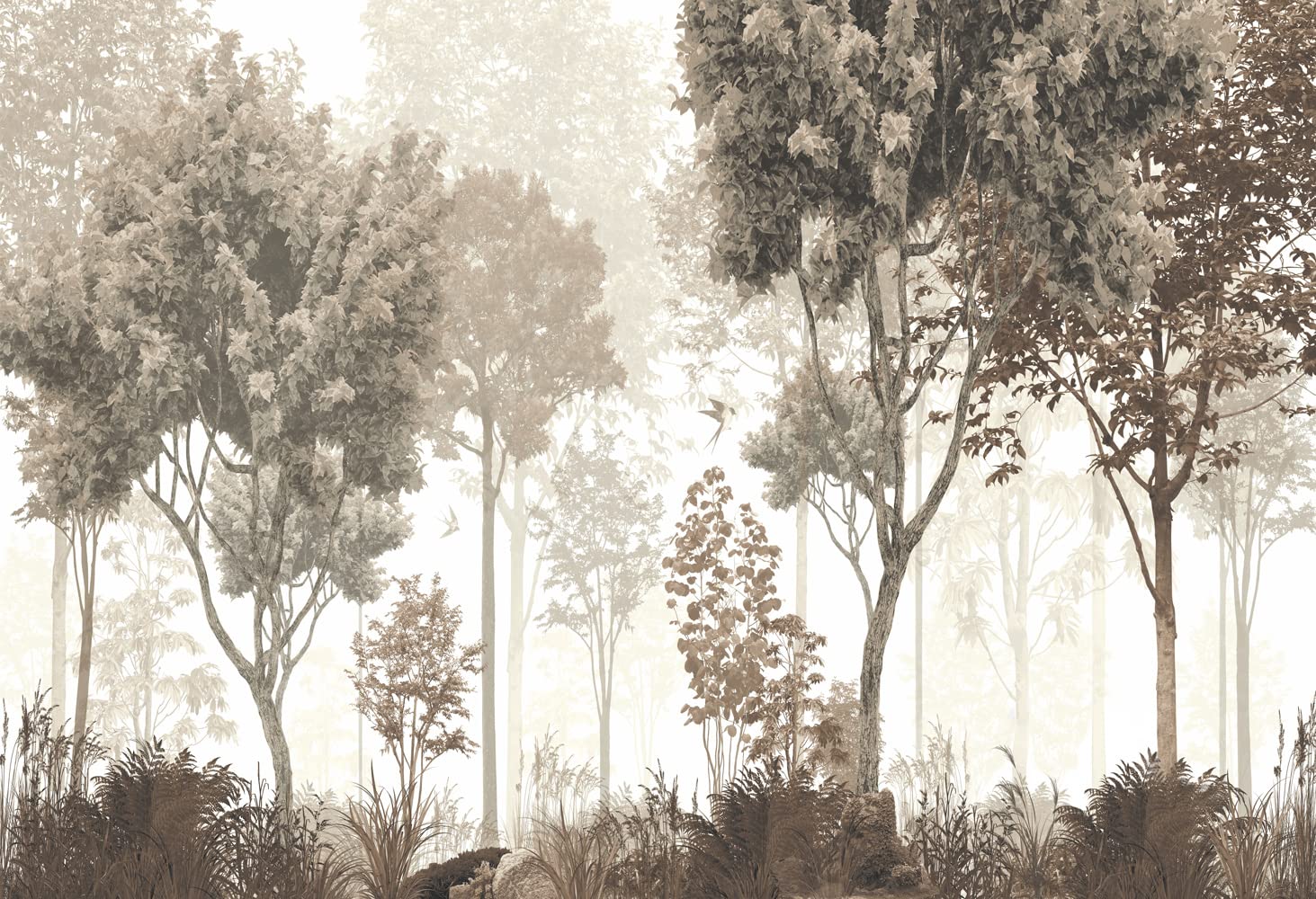 Mfwfm Vintage Forest Wallpaper Nature Wall Mural Wallpaper For Bedroom Living Room (Not Peel N' Stick)