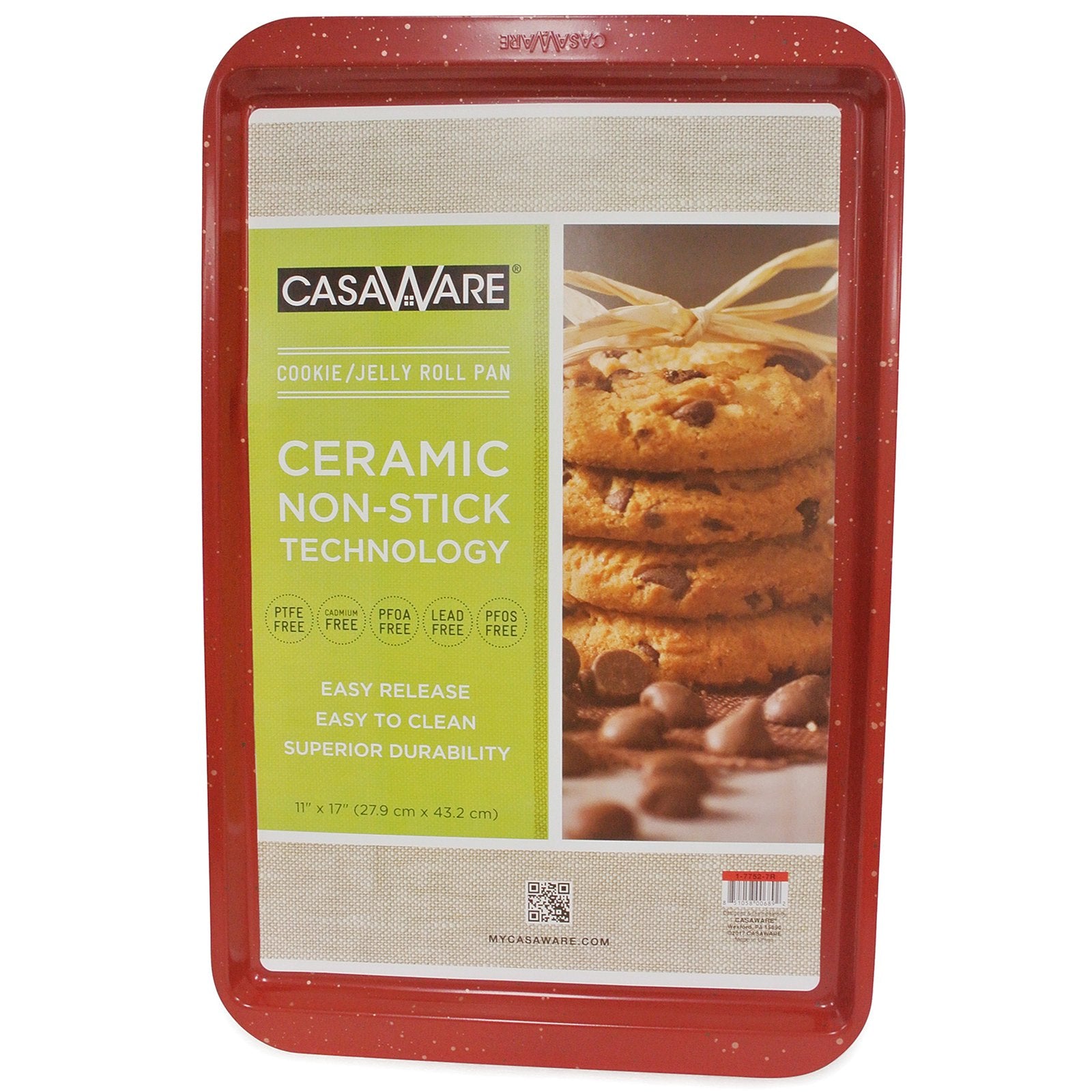CasaWare Ceramic Coated NonStick Cookie/Jelly Roll Pan 11''x17'' (Red Granite)