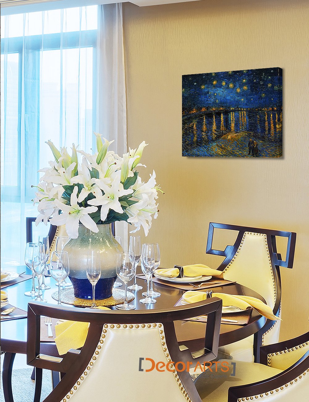 Decorarts - Starry Night Over The Rhone By Vincent Van Gogh Art Classic Art. Giclee Prints Canvas Wall Art For Wall Decor 20X16