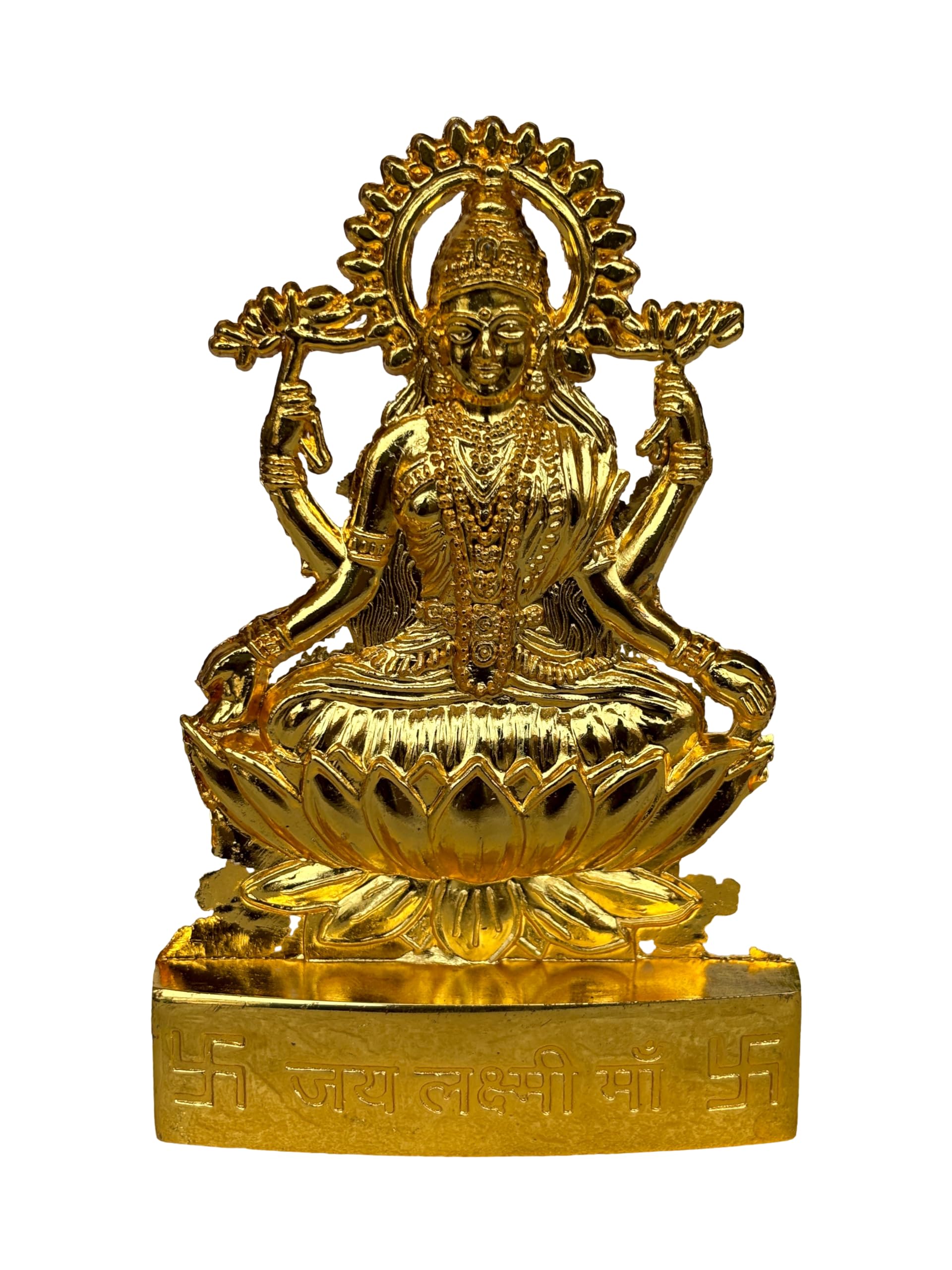 Salvus App Solutions Traditional Metal Handmade Maa Laxmi Murti/Statue For Home-Office Decor & Car Dashboard (4X4 Inch)