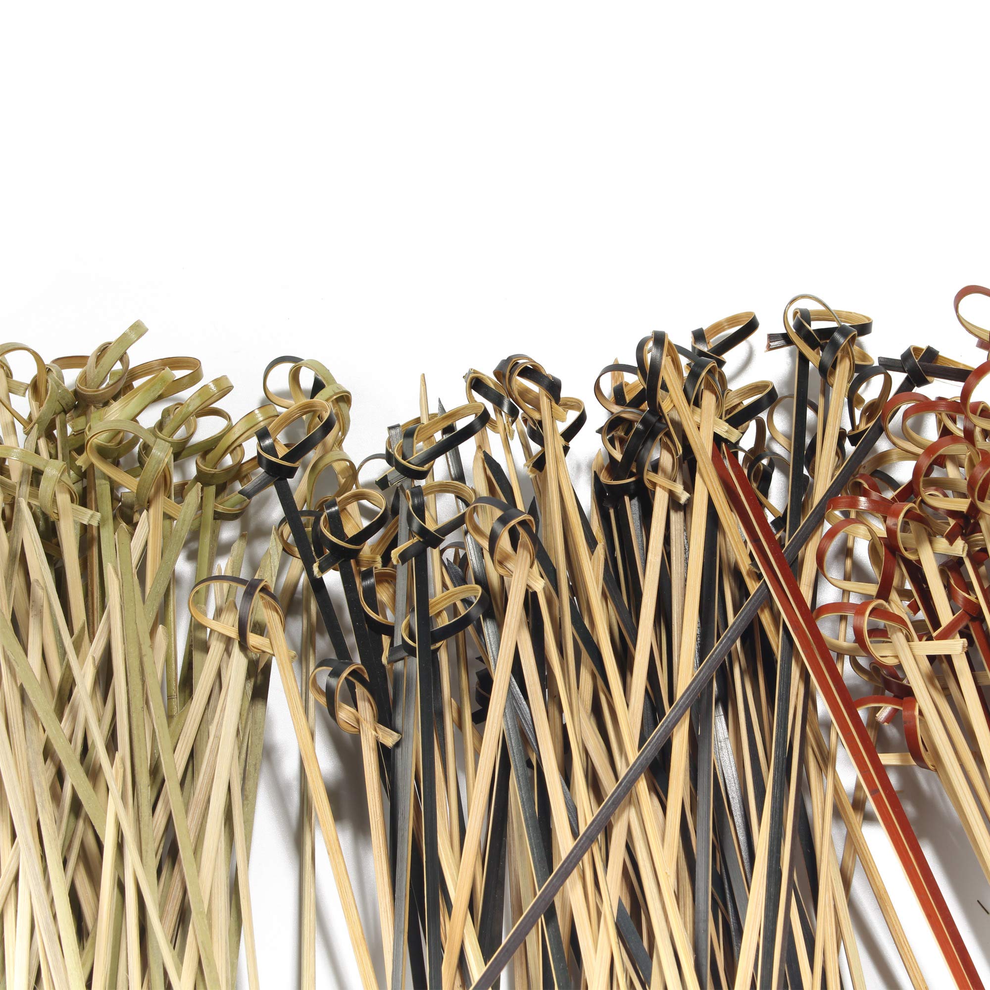 Bamboomn 3.5'' Bamboo Black Knotted Knot Skewers Picks For Cocktails And Hors' D'Oeuvres Party Supplies, 100 Pieces